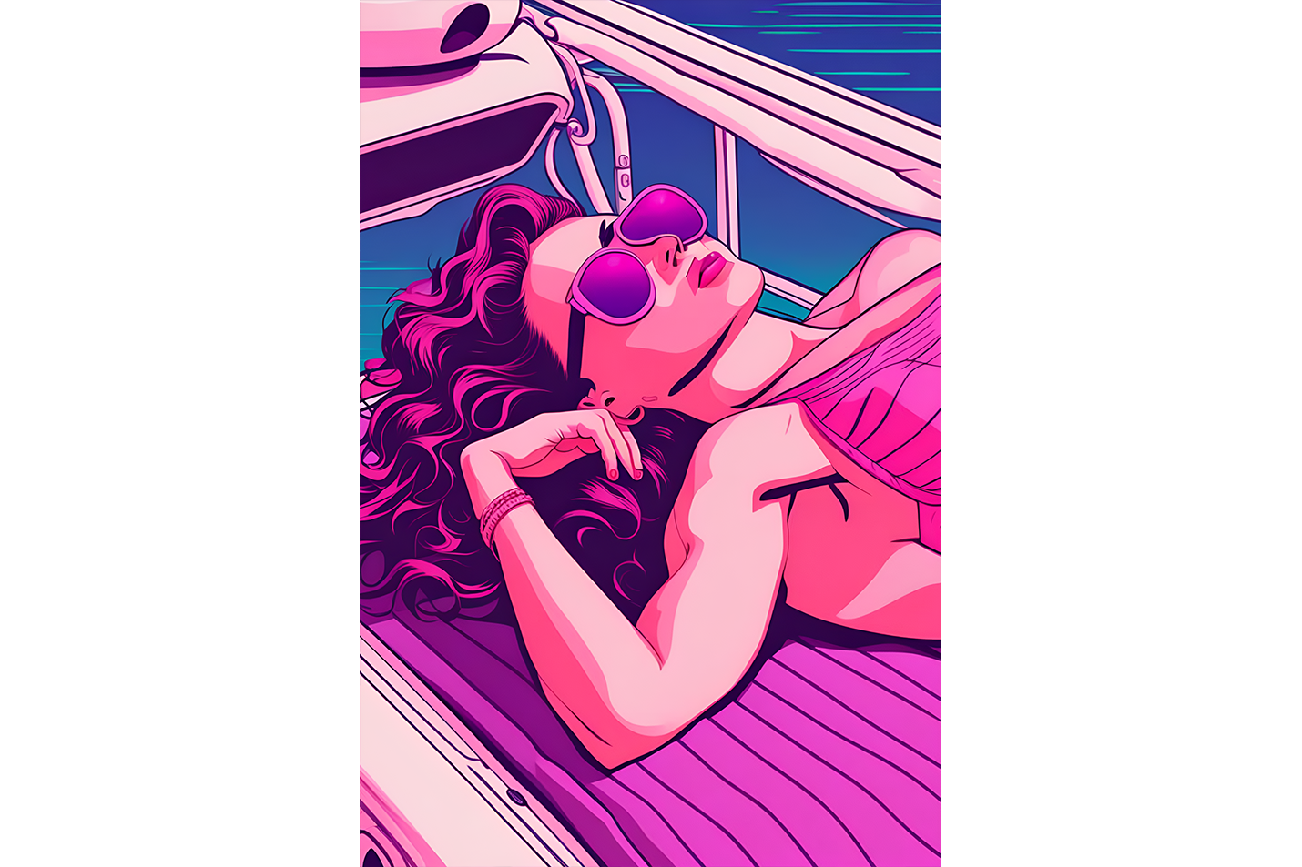 retrowave vogue, pop art, beauty, sunshine, art, kanvas tablo