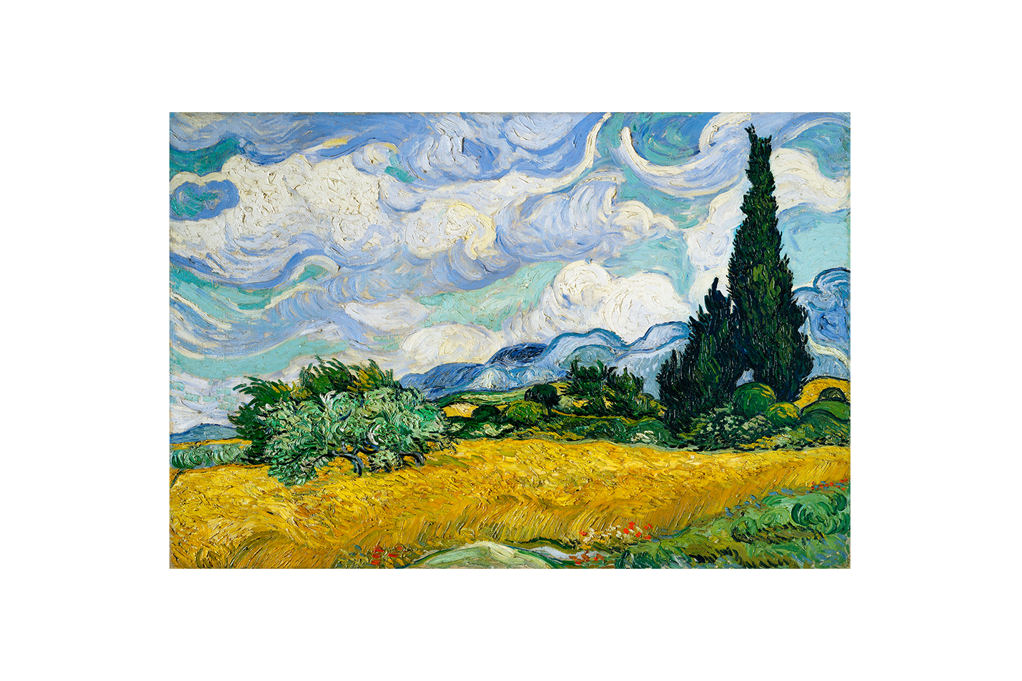 Vincent van Gogh'un Saint-Rémy Başyapıtı Selvili Buğday Tarlası Kanvas Tablo