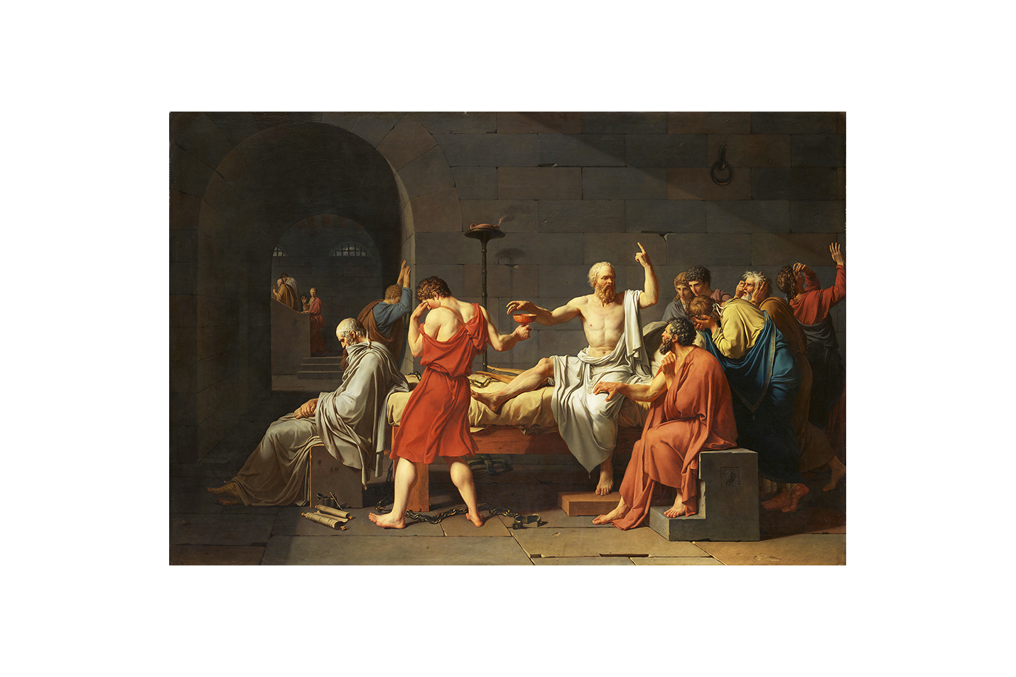 Jacques-Louis David'in Felsefi Başyapıtı Sokrates'in Ölümü Neoklasik Kanvas Tablo