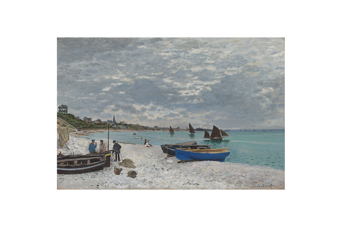 Claude Monet'nin Huzurlu Manzarası Sainte-Adresse Plajı Empresyonist Kanvas Tablo