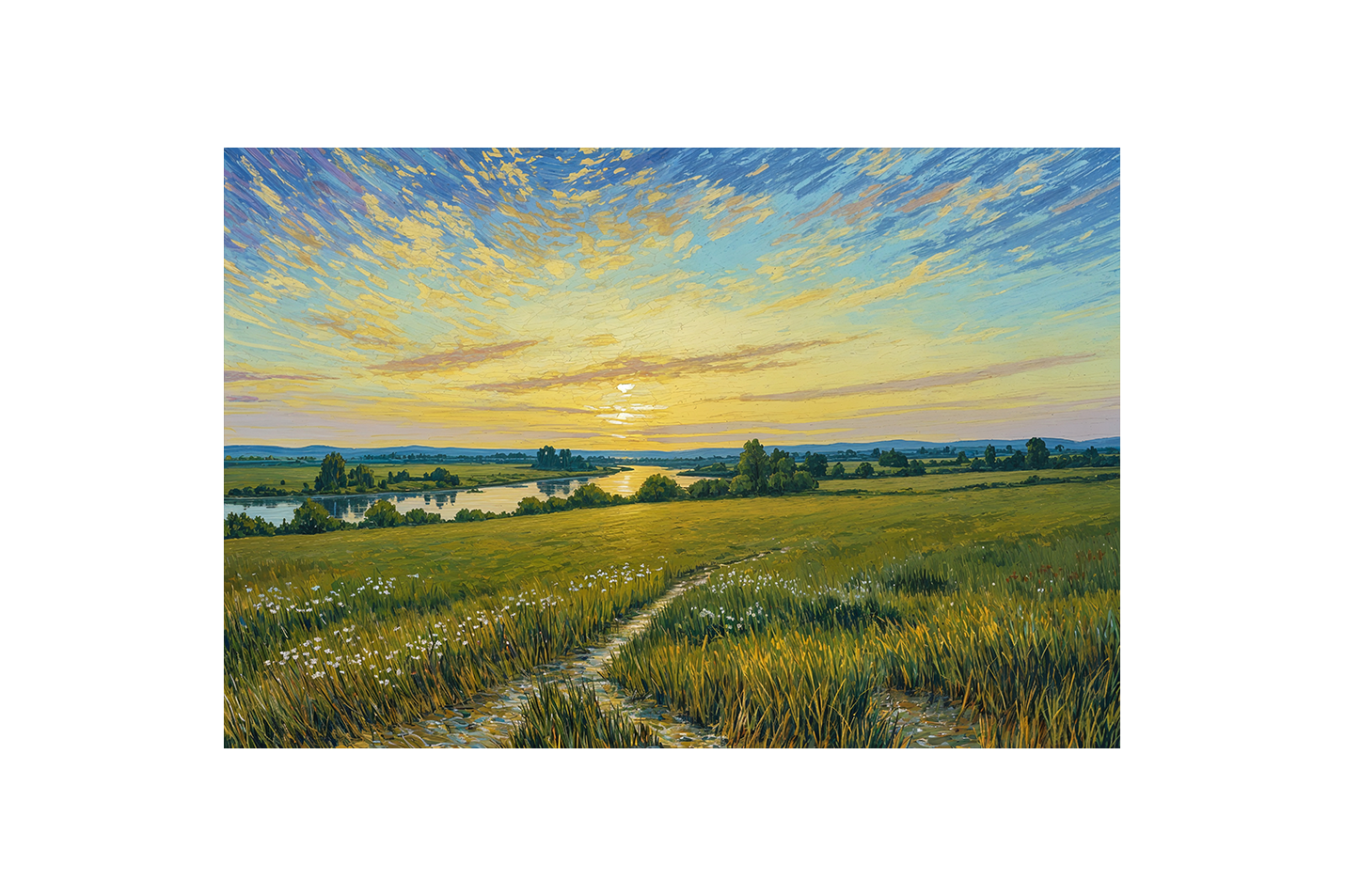 oil painting style soft colored, view, art, kanvas tablo