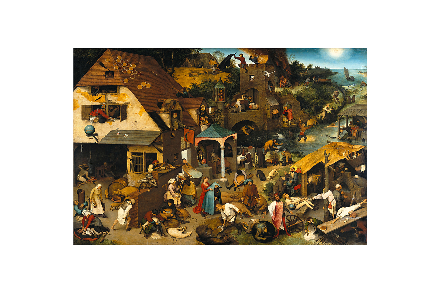 Yaşlı Pieter Bruegel'in Ansiklopedik Başyapıtı Hollanda Atasözleri Kuzey Rönesansı Kanvas Tablo