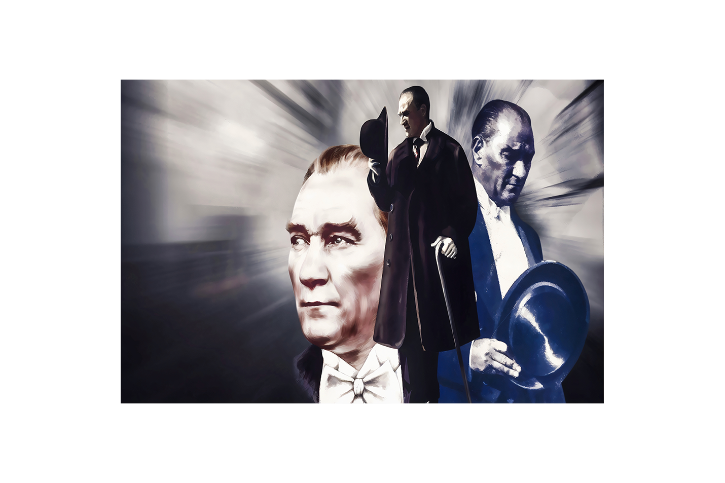 Atatürk monochrome model 2, art, kanvas tablo
