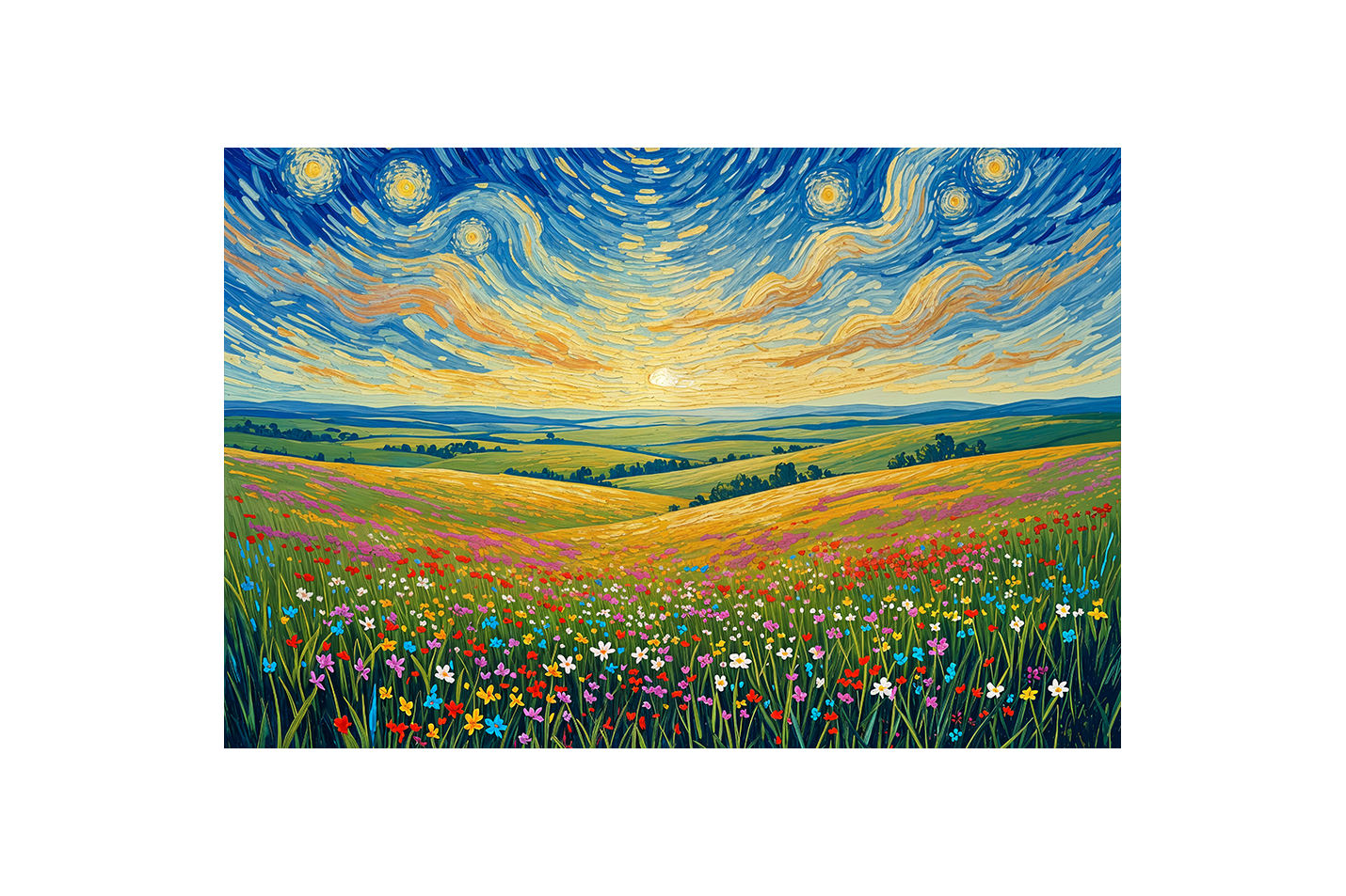 Van Gogh themed flower view, view, art, kanvas tablo