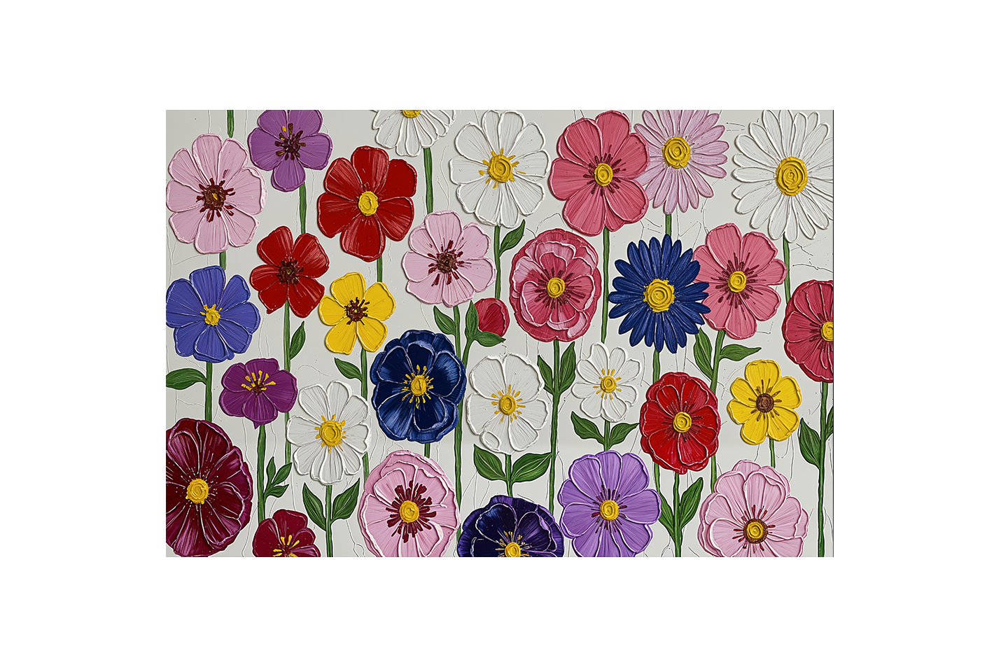 flower motif, colorful flowers, art, kanvas tablo