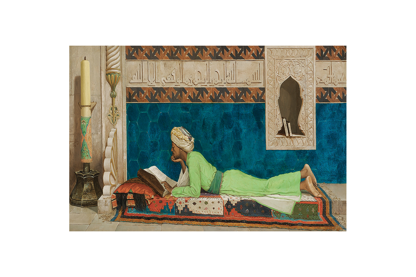 Osman Hamdi Bey'in Huzurlu Başyapıtı Okuyan Genç Emir Oryantalist Kanvas Tablo