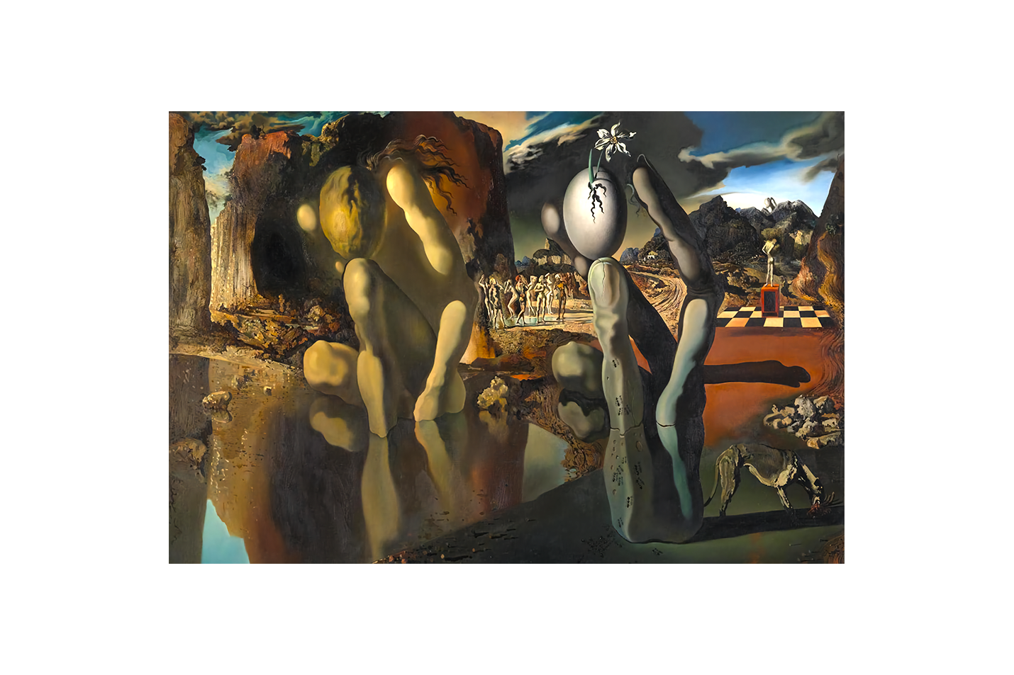 Salvador Dalí'nin Psikolojik Başyapıtı Narkissos'un Metamorfozu Sürrealist Kanvas Tablo