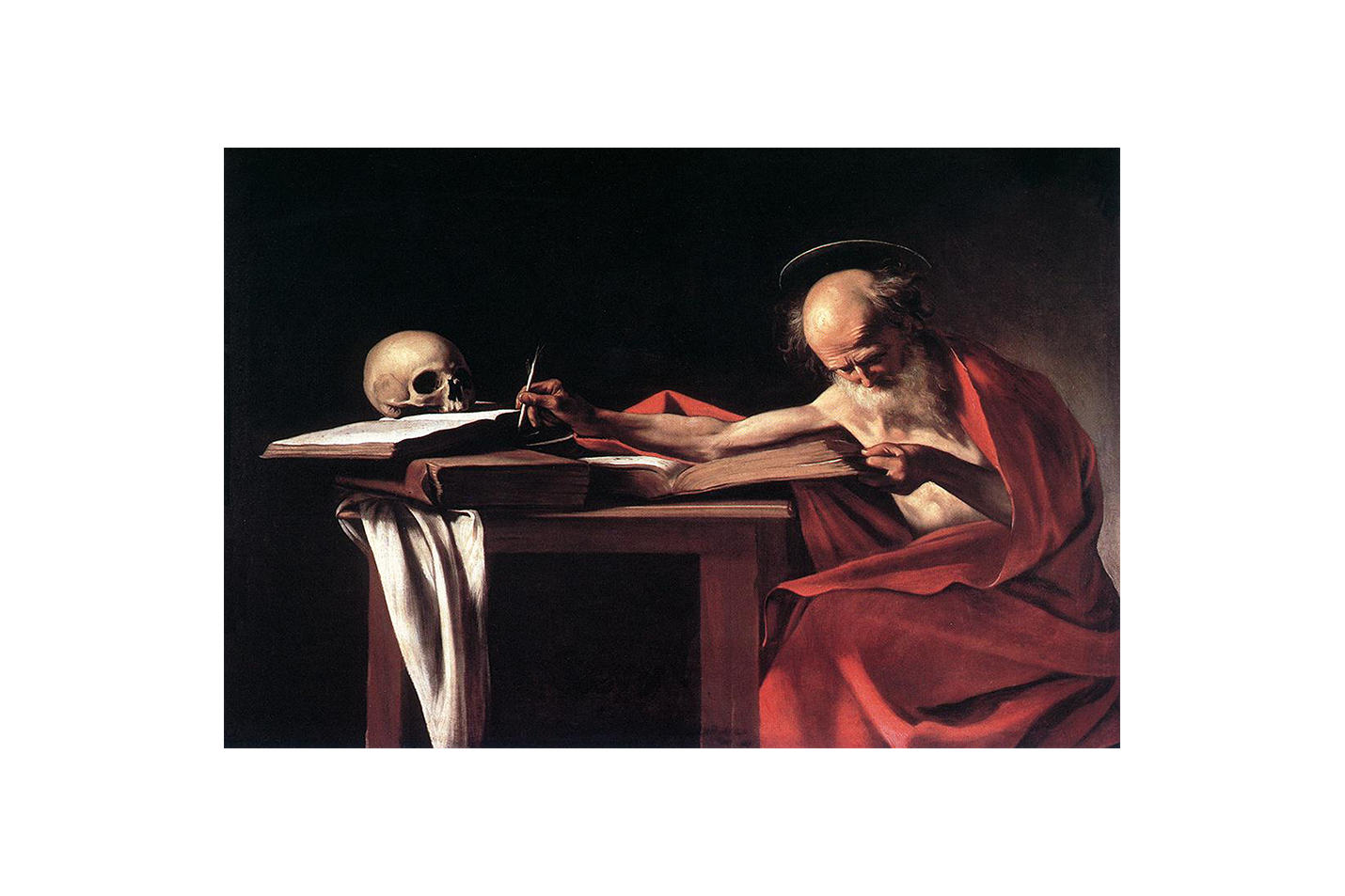 Caravaggio Yazan Aziz Jerome Chiaroscuro Barok Kanvas Tablo