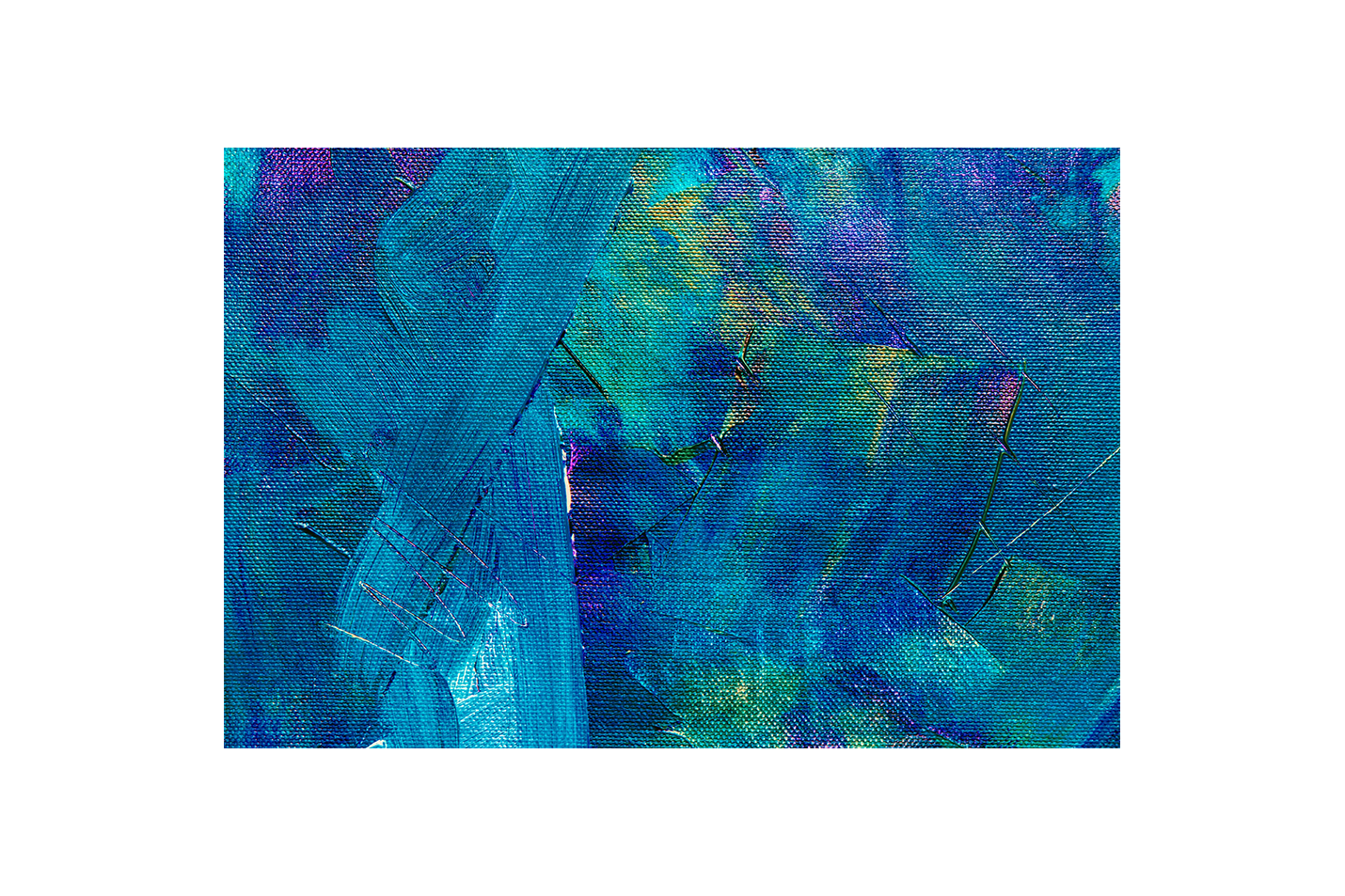 a close-up of a textured abstract painting on canvas with cool blue tones, abstract, art, kanvas tablo