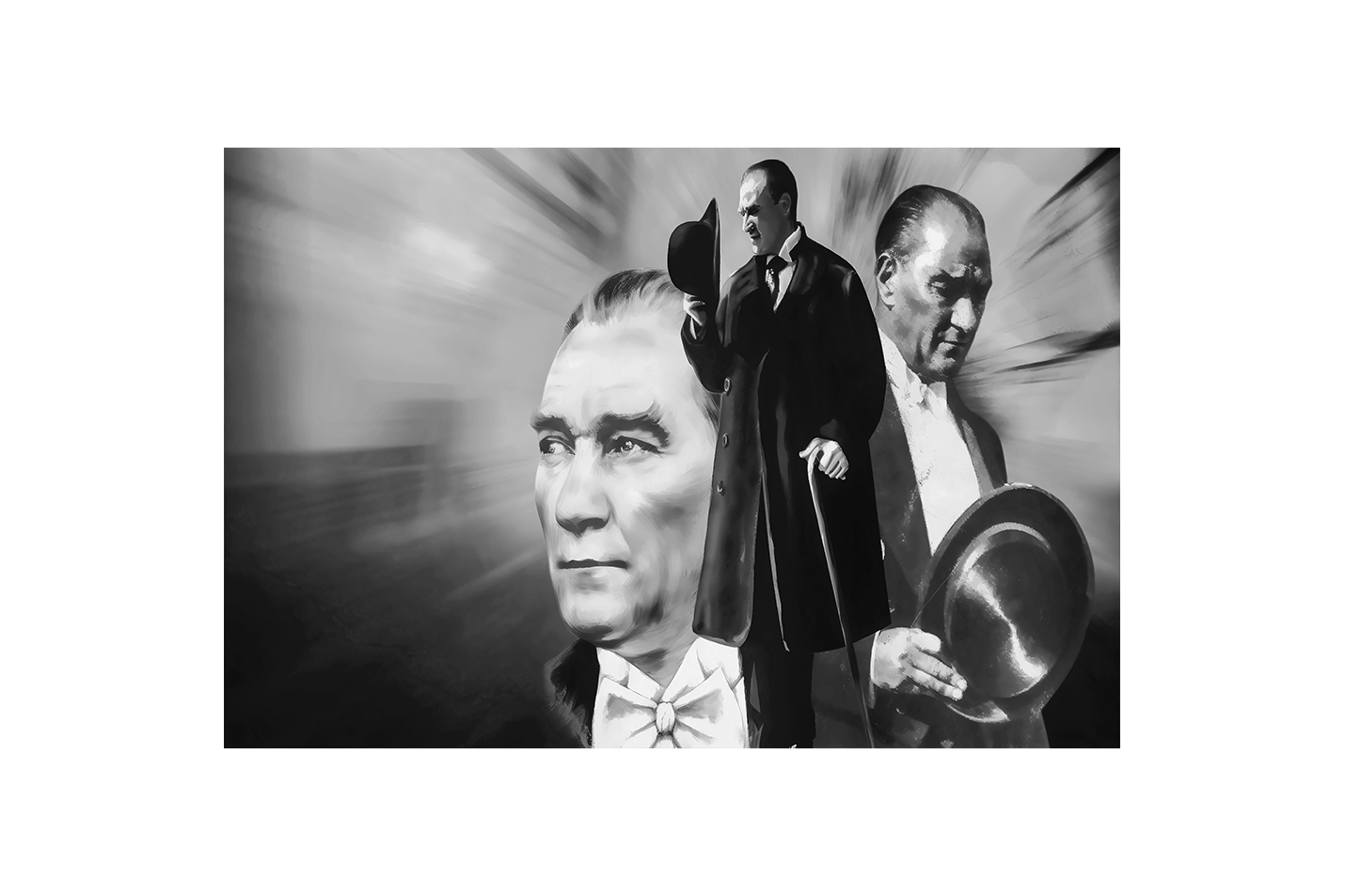 Atatürk monochrome model 1, art, kanvas tablo