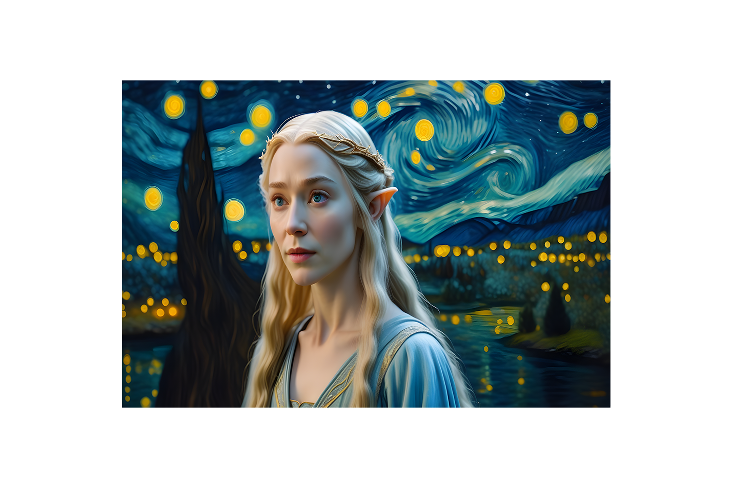 ai creation, lotr galadriel, ai art, art, kanvas tablo