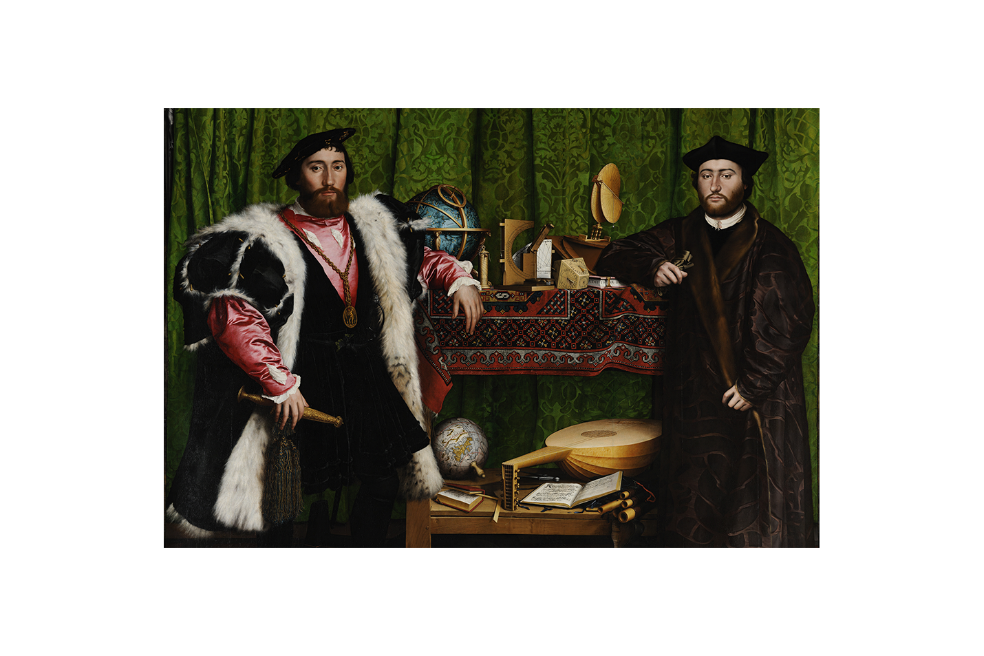 Genç Hans Holbein'in Sembolik Başyapıtı Elçiler (The Ambassadors) Kuzey Rönesansı Kanvas Tablo