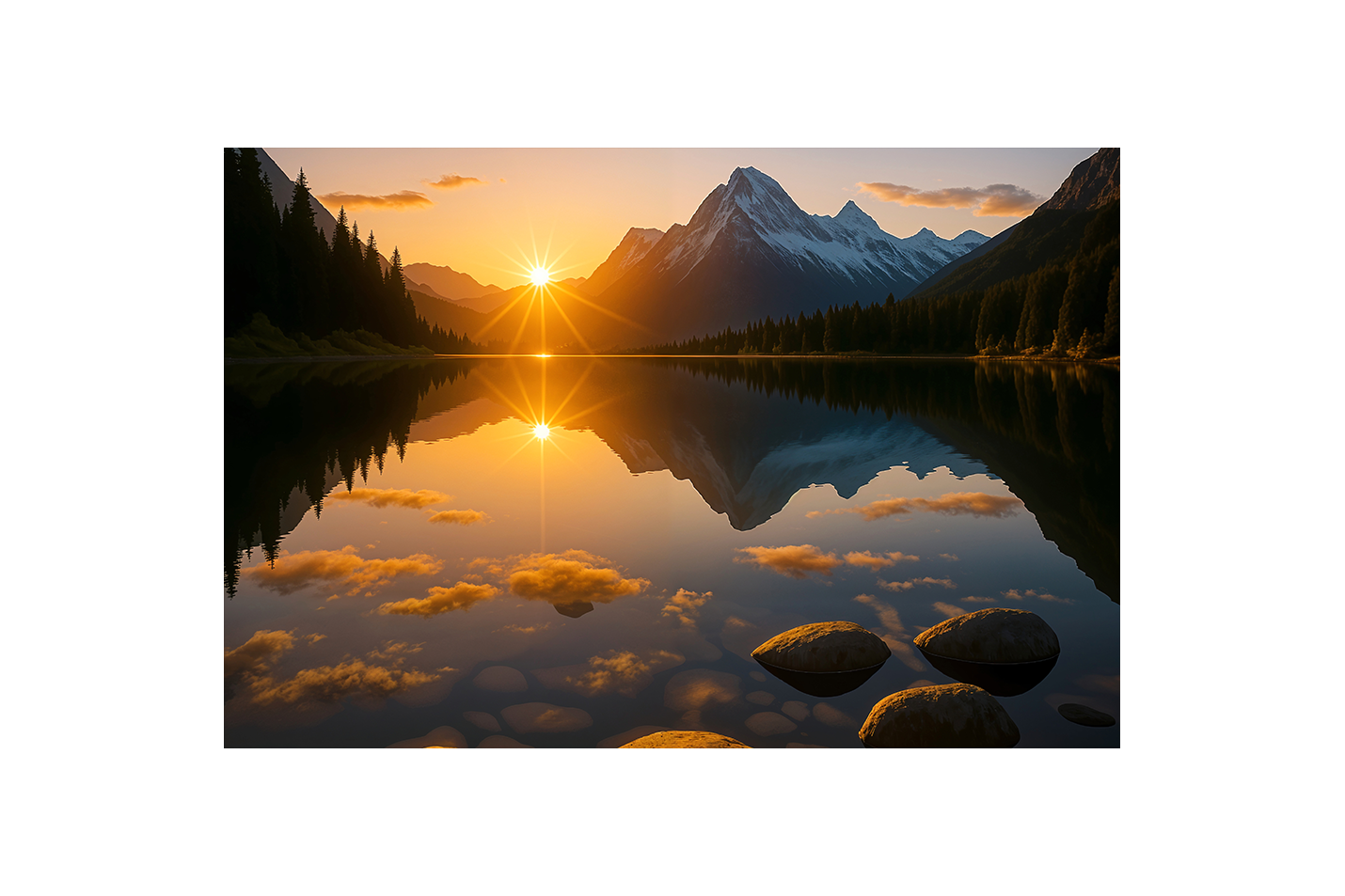 reflection of nature and the sunset, view, art, kanvas tablo
