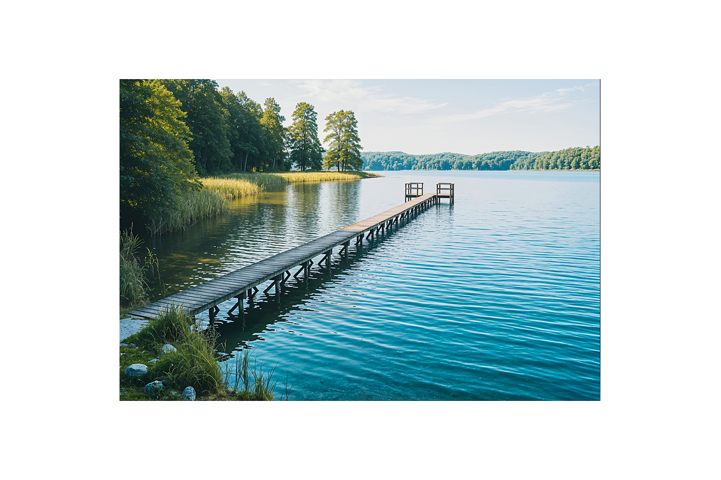 pier and nature view by the river model 2, view, ai art, art, kanvas tablo