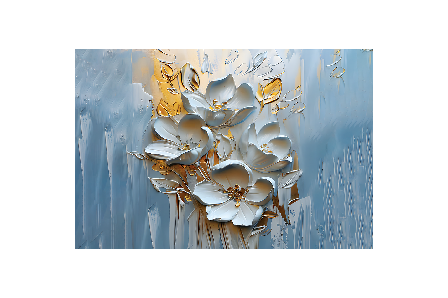 flower motif, white relief with light colors, art, kanvas tablo