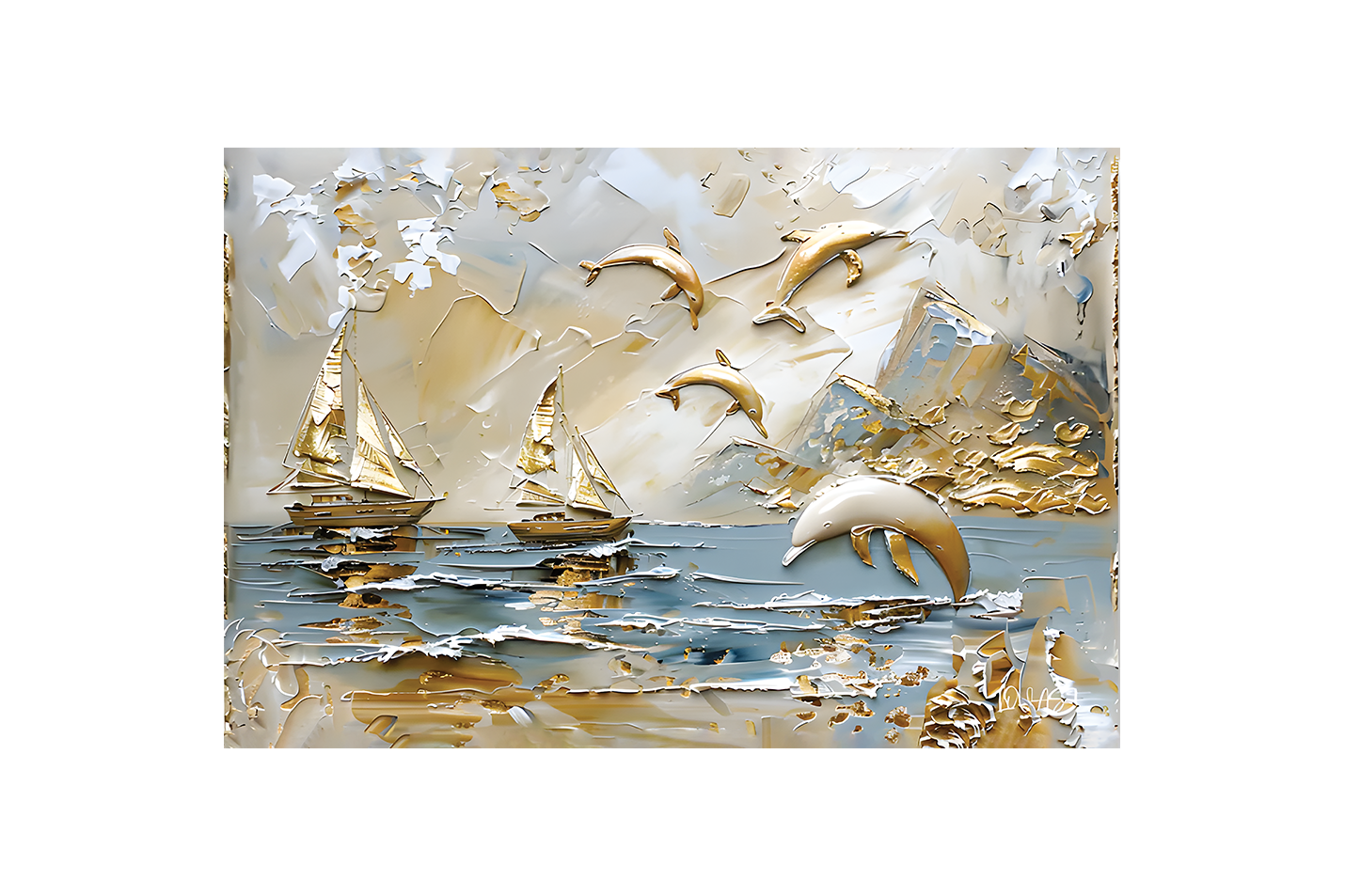 dolphin relief, art, kanvas tablo