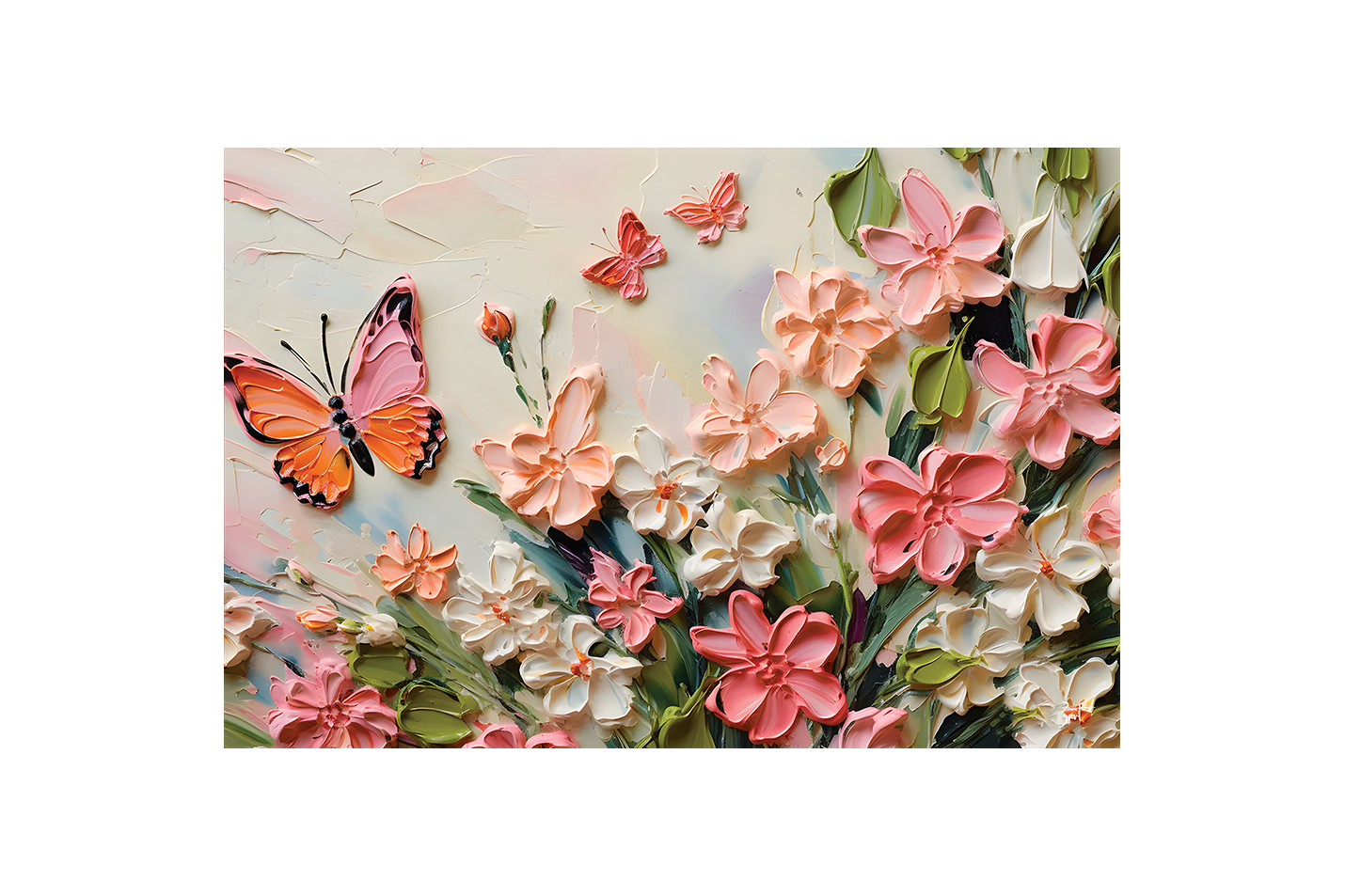 flower motif, soft relaxing colors, art, kanvas tablo