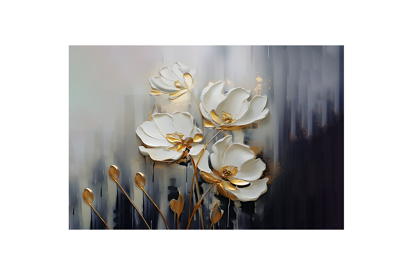 flower motif, white relief, art, kanvas tablo