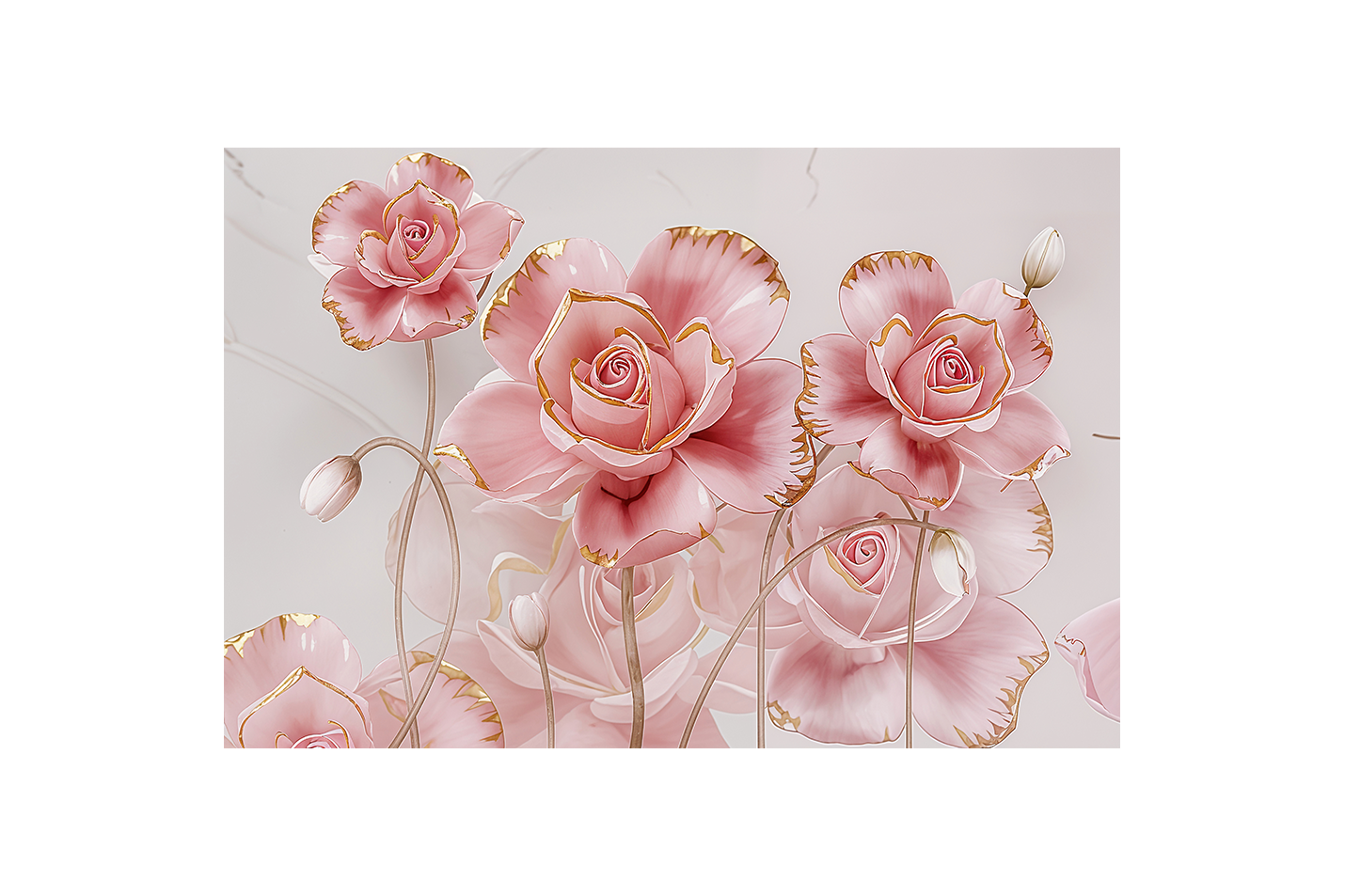 flower motif, pink roses, art, kanvas tablo