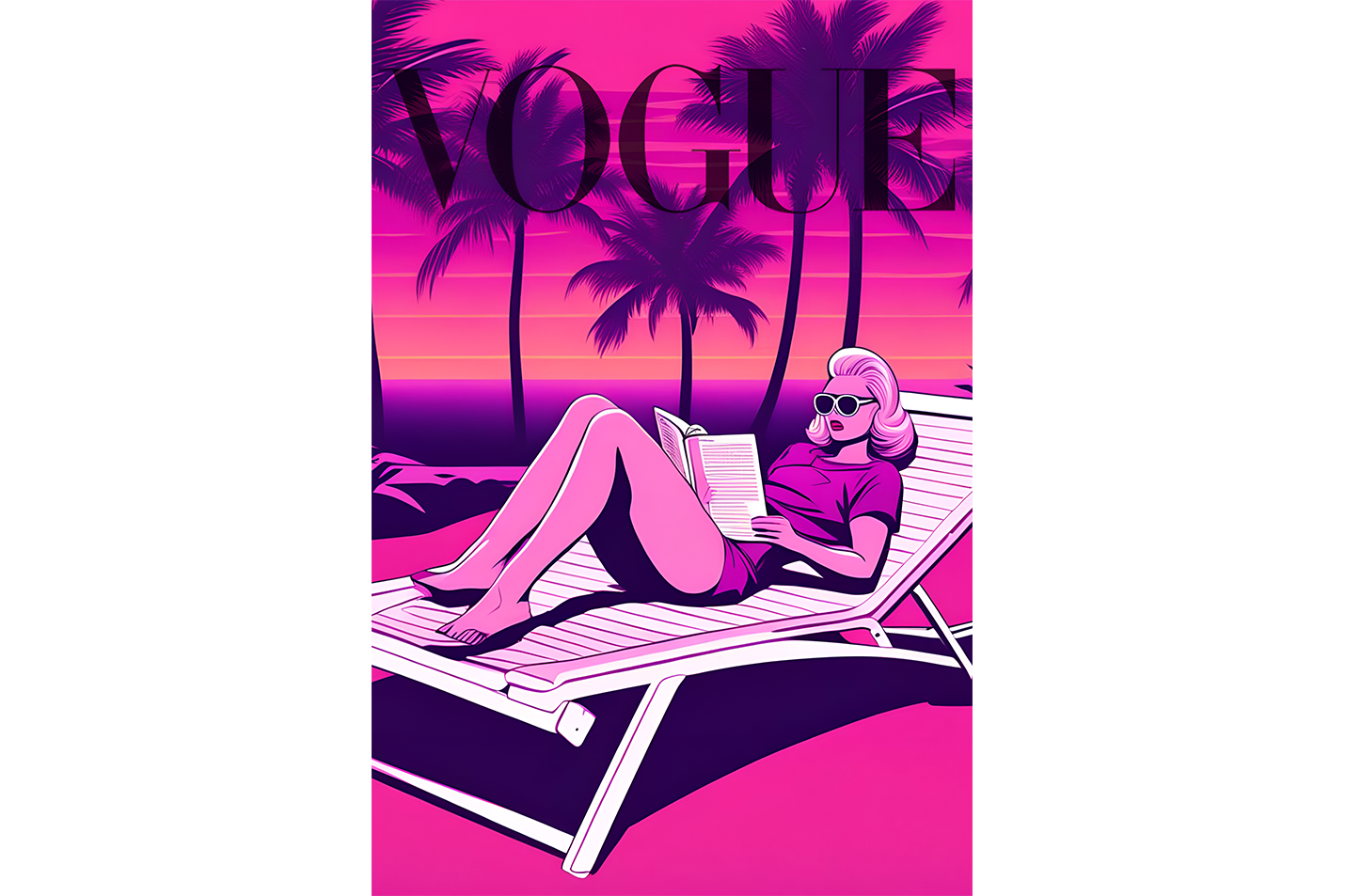 retrowave vogue, pop art, beauty, reading, art, kanvas tablo