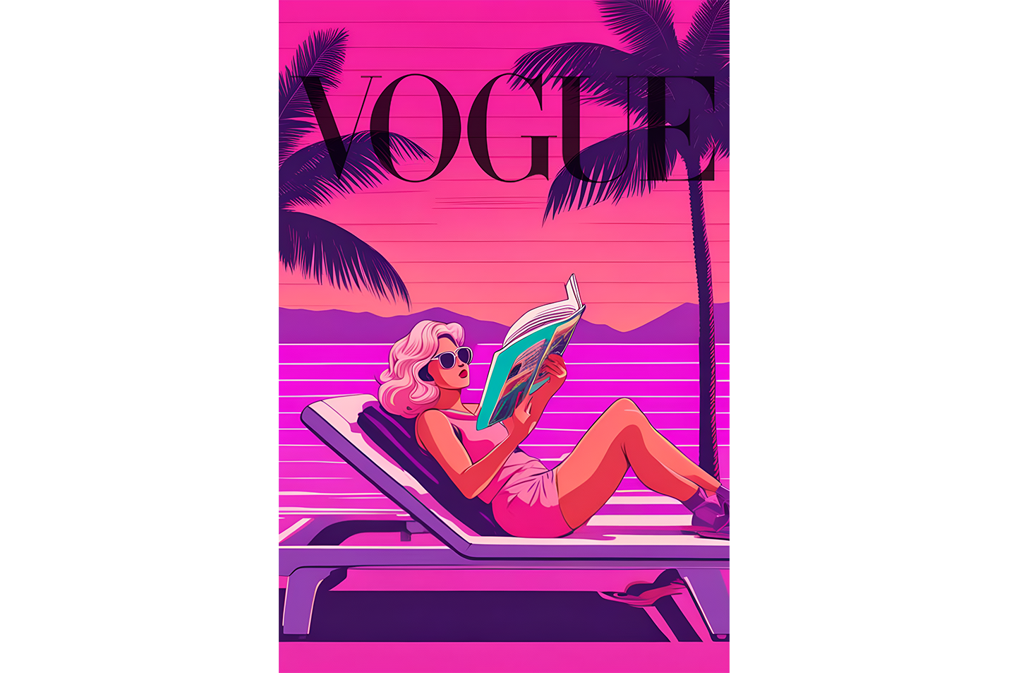 retrowave vogue, pop art, beauty, reading, art, kanvas tablo