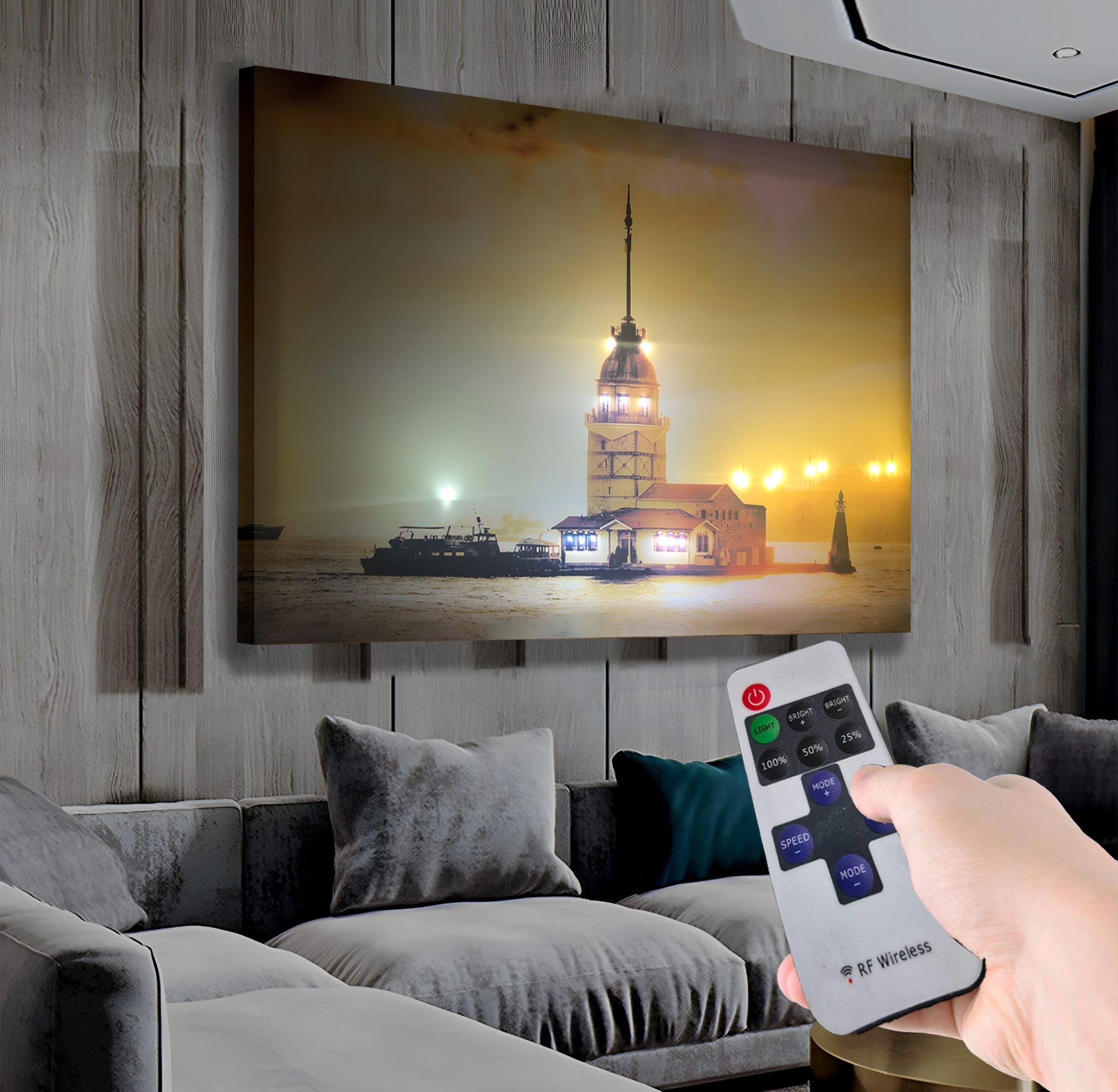 Kız Kulesi – Uzaktan Kumandalı LED Işıklı Kanvas Tablo