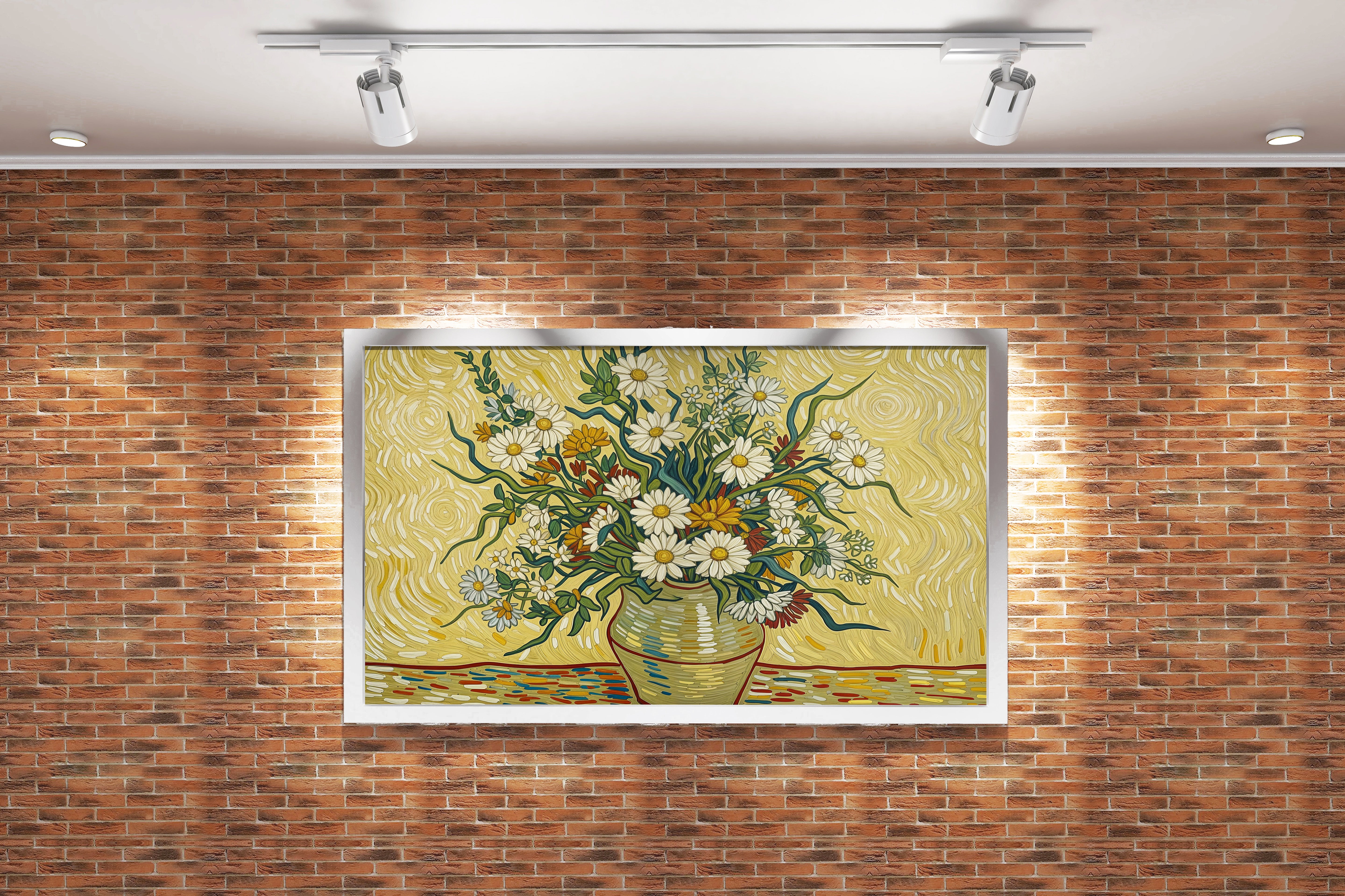 flower motif, flowers in a vase van gogh themed, art, kanvas tablo