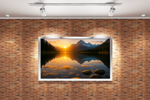 reflection of nature and the sunset, view, art, kanvas tablo