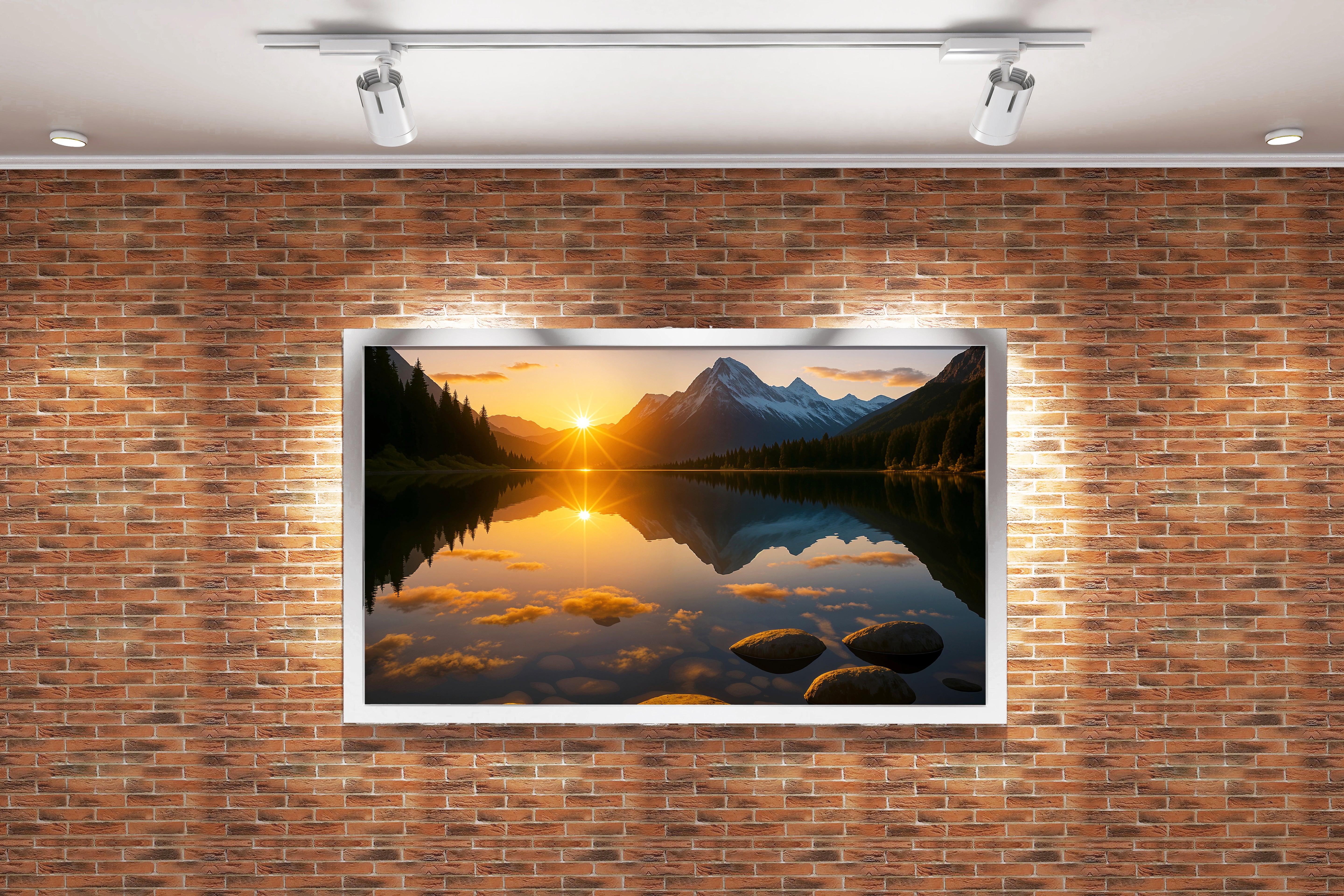 reflection of nature and the sunset, view, art, kanvas tablo