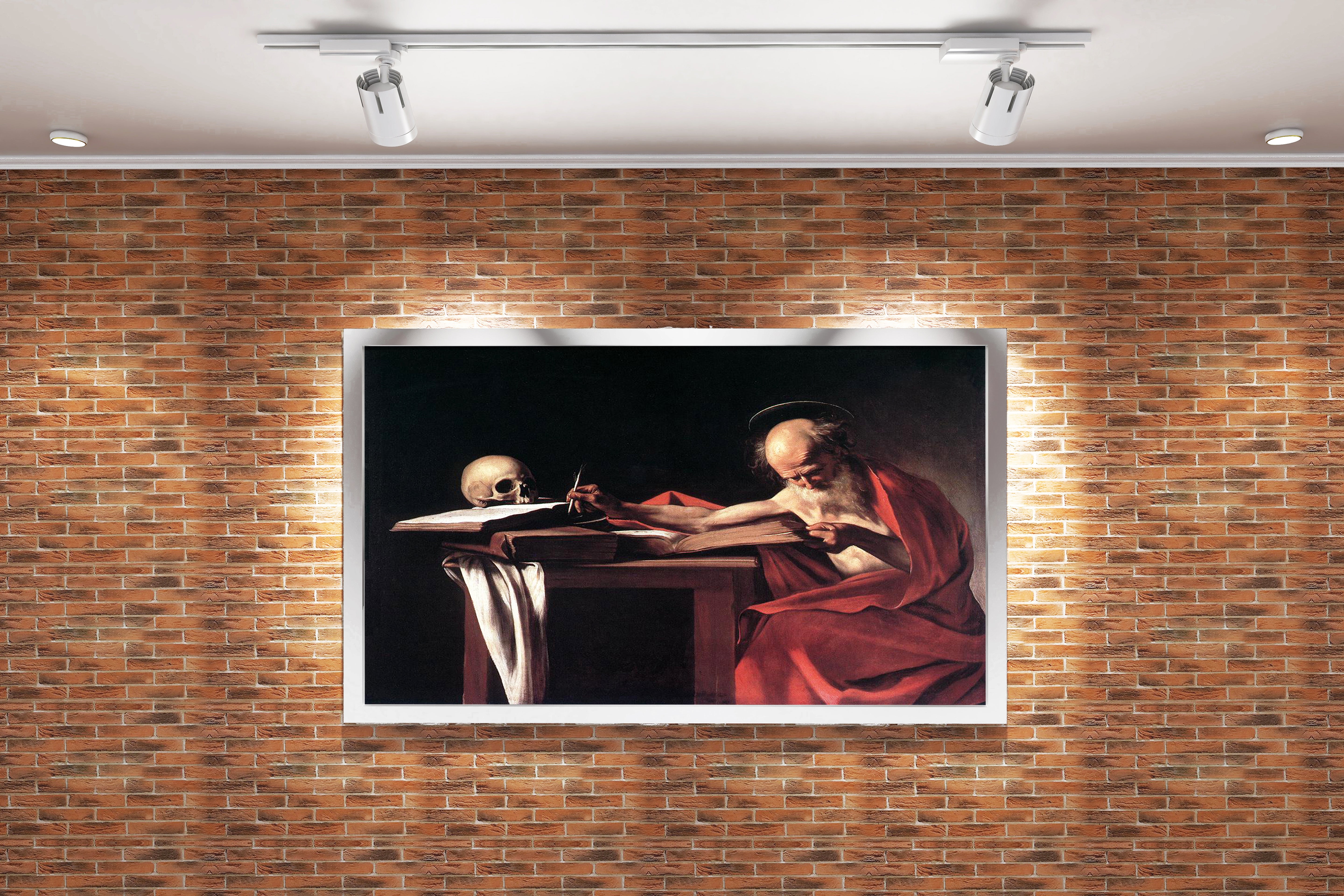 Caravaggio Yazan Aziz Jerome Chiaroscuro Barok Kanvas Tablo