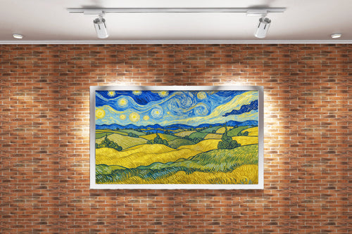Van Gogh Starry Night style field, view, art, kanvas tablo