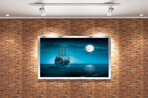 ai creation, a majestic ship sailing in the moonlight, ai art, art, kanvas tablo