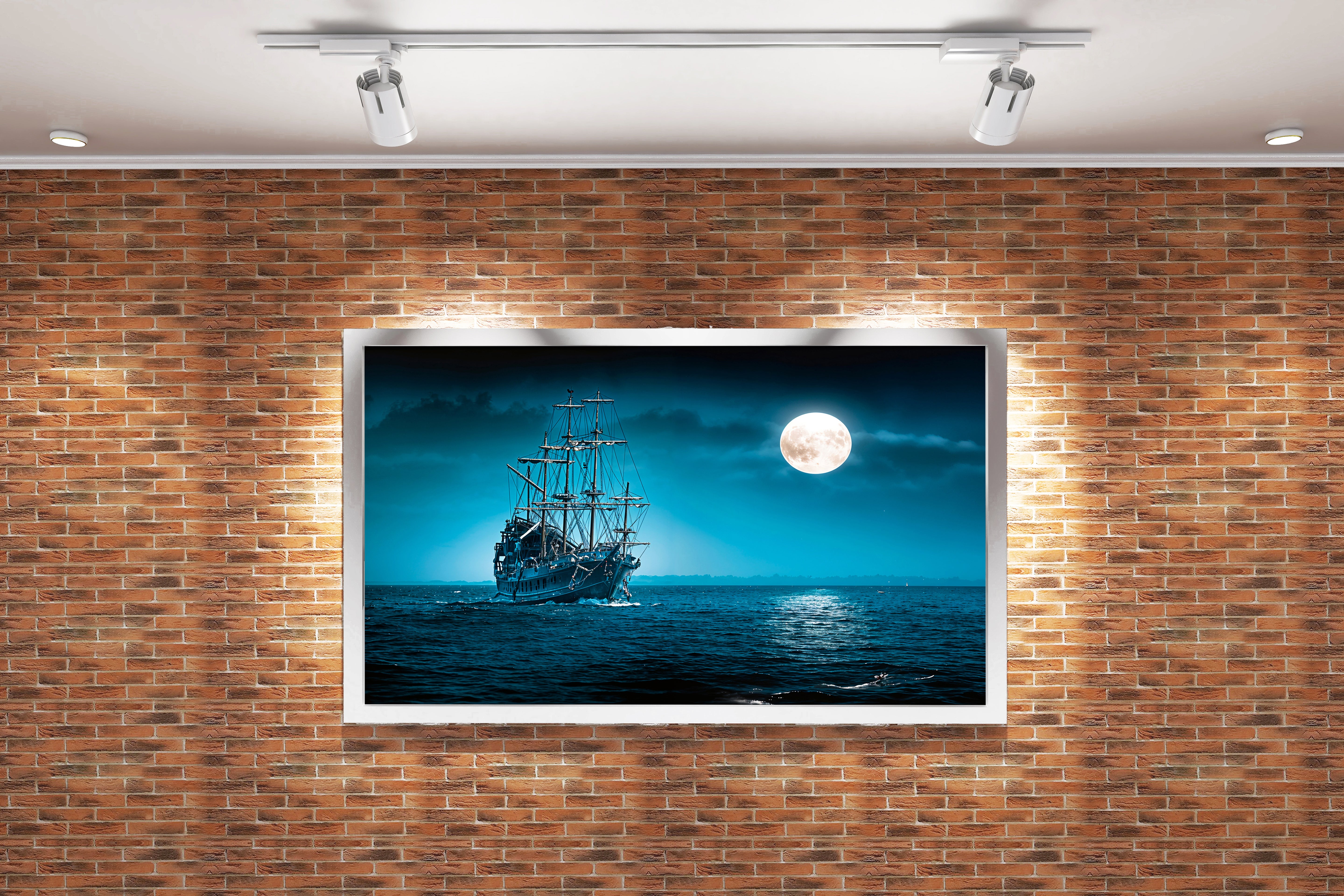 ai creation, a majestic ship sailing in the moonlight, ai art, art, kanvas tablo