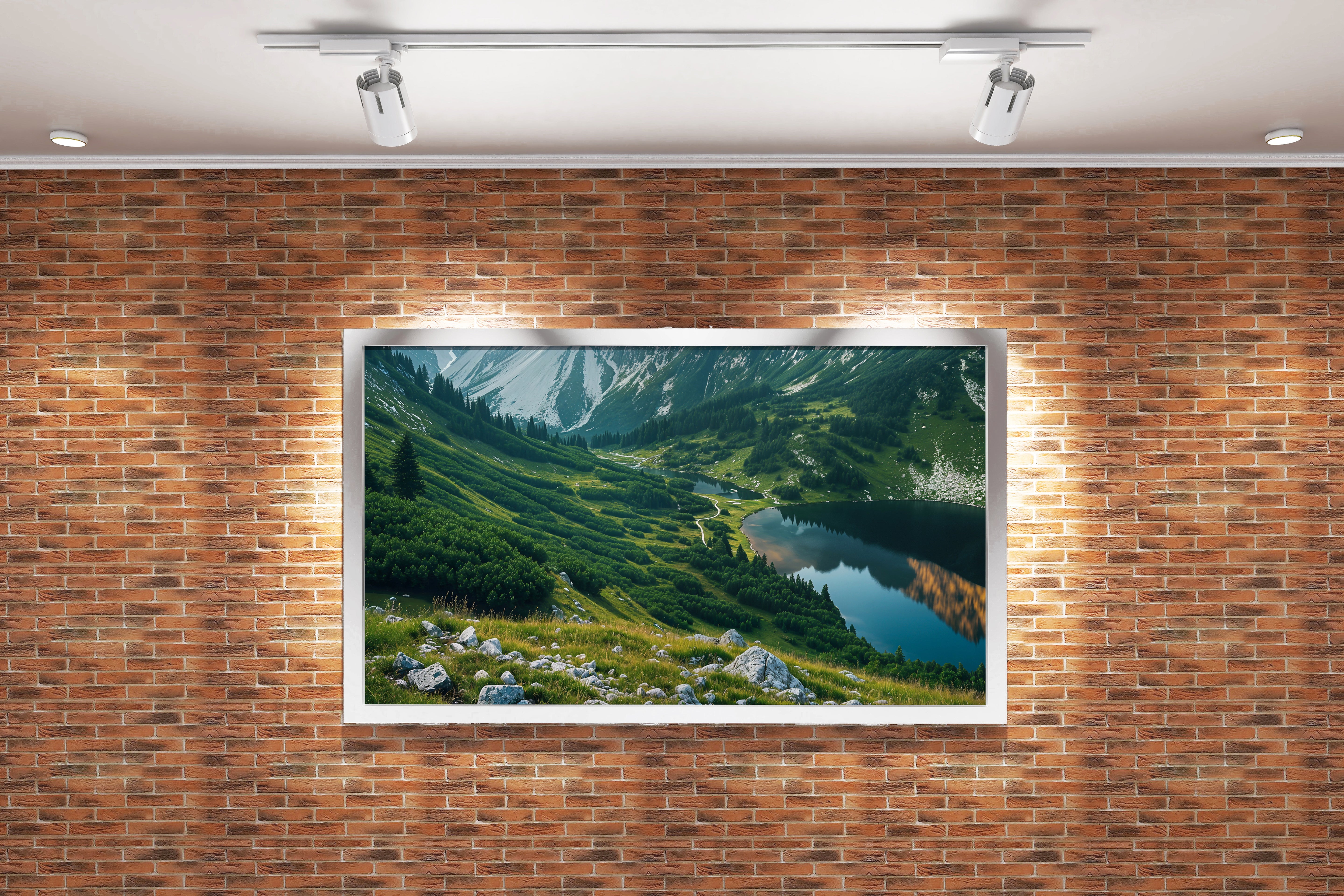 reflection of nature and the valley, view, art, kanvas tablo