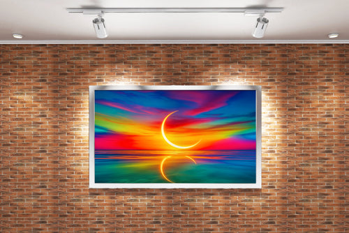 ai creation, reflection of nature and the sunset model 2, view, ai art, art, kanvas tablo
