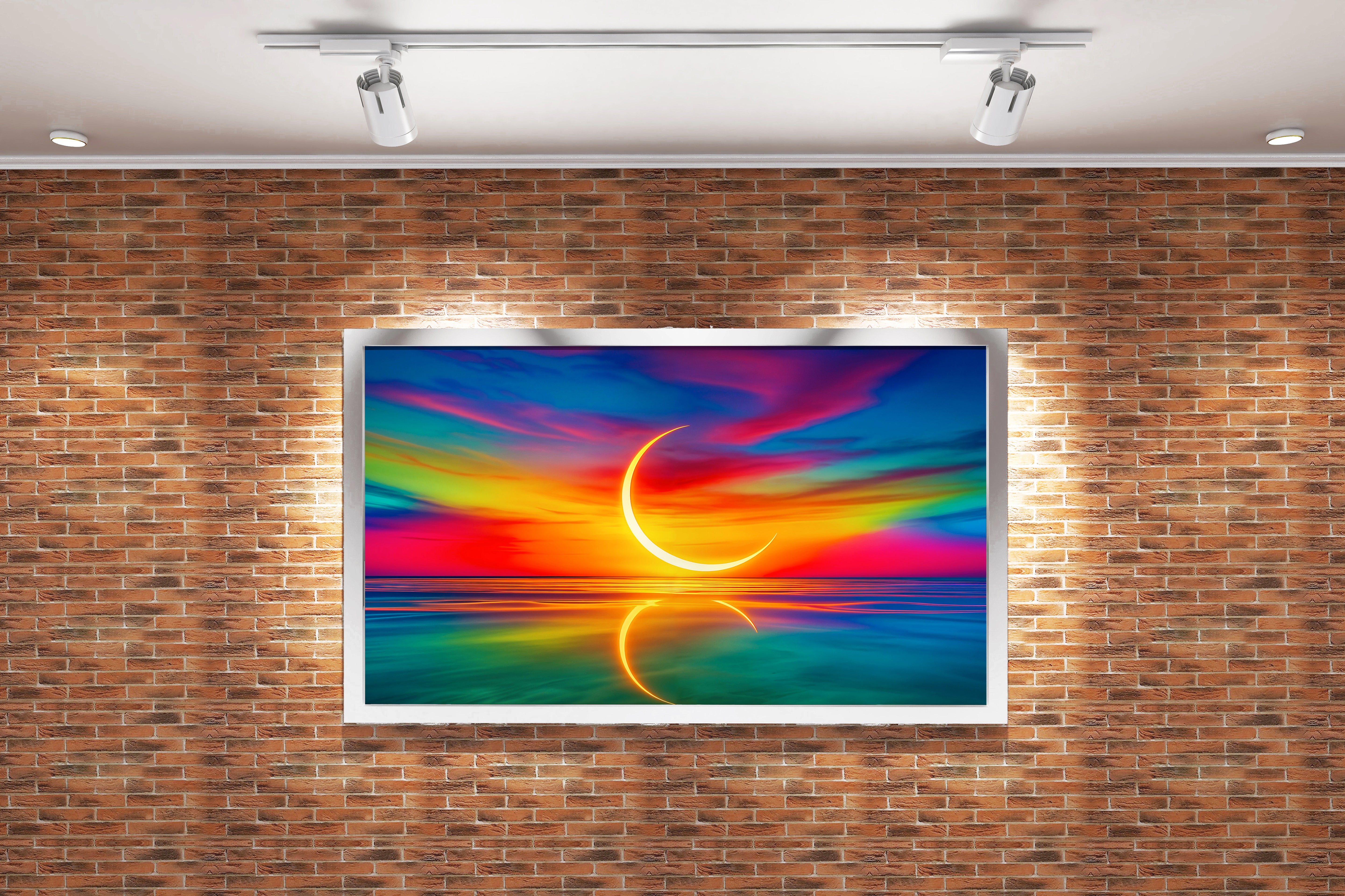 ai creation, reflection of nature and the sunset model 2, view, ai art, art, kanvas tablo