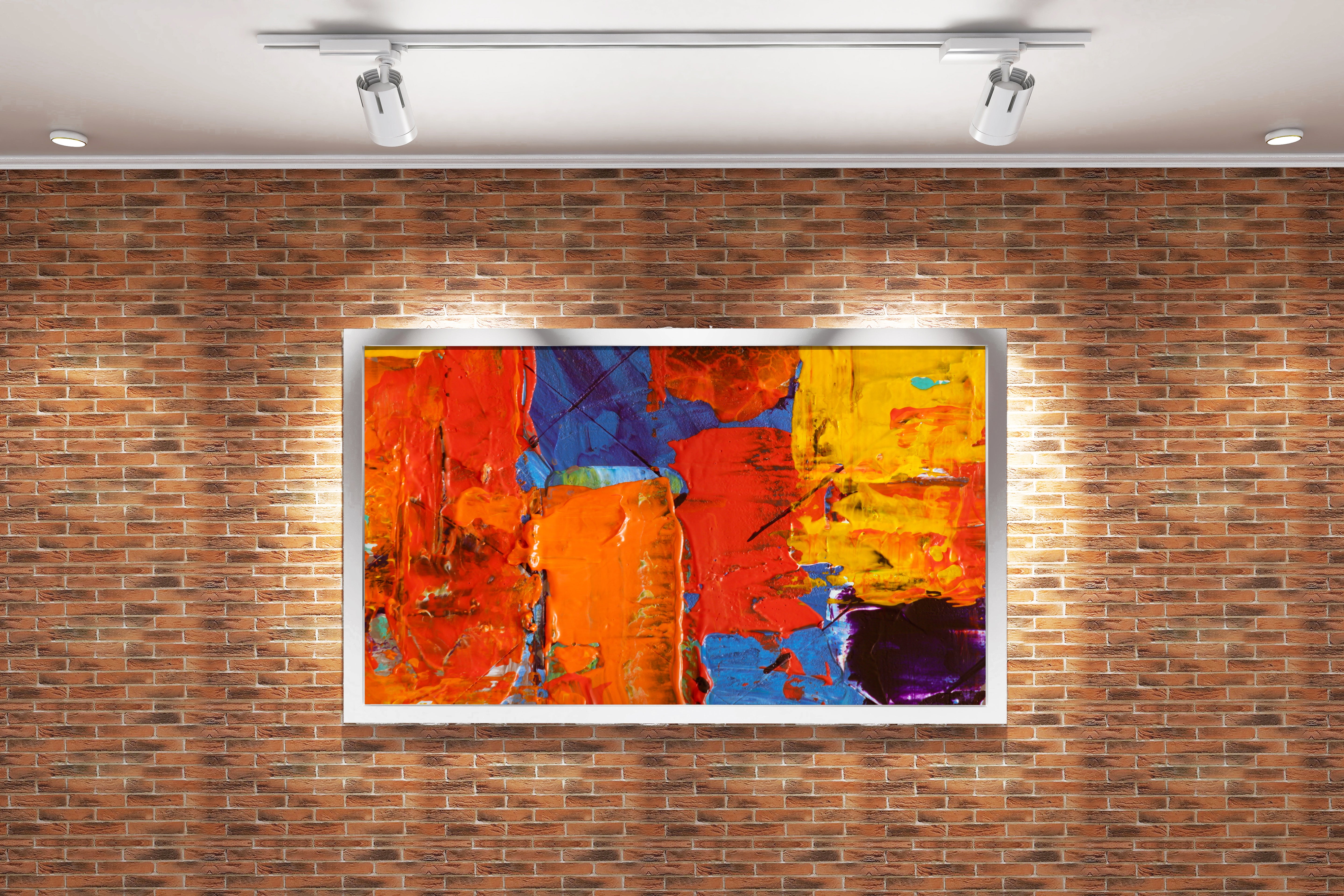 a vibrant abstract macro photograph of thick, textured impasto paint in warm colors, abstract, art, kanvas tablo