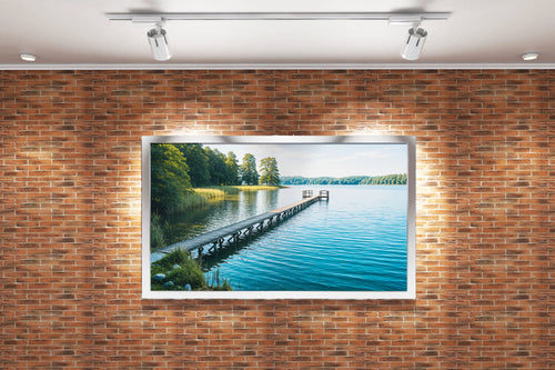 pier and nature view by the river model 2, view, ai art, art, kanvas tablo