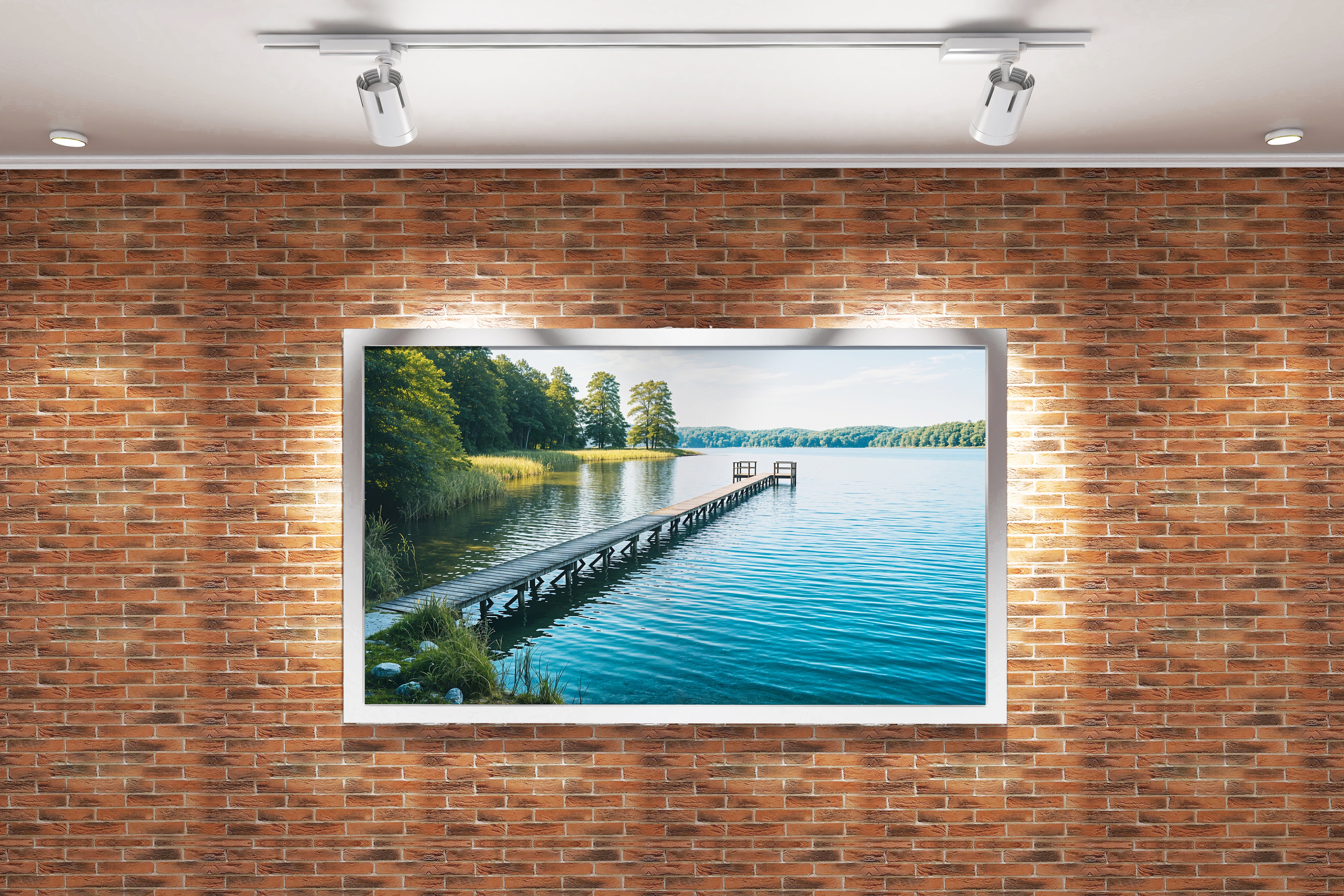 pier and nature view by the river model 2, view, ai art, art, kanvas tablo