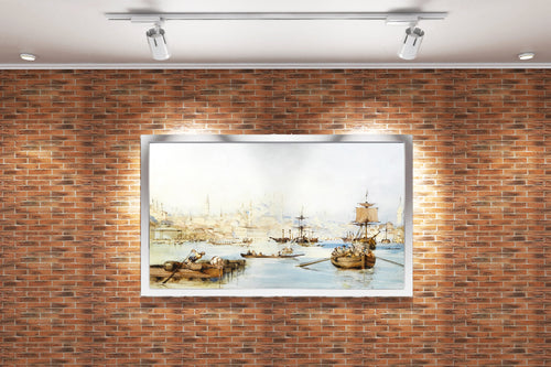 Thomas Allom'un Tarihi İstanbul Manzarası Haliç (Golden Horn) Oryantalist Kanvas Tablo