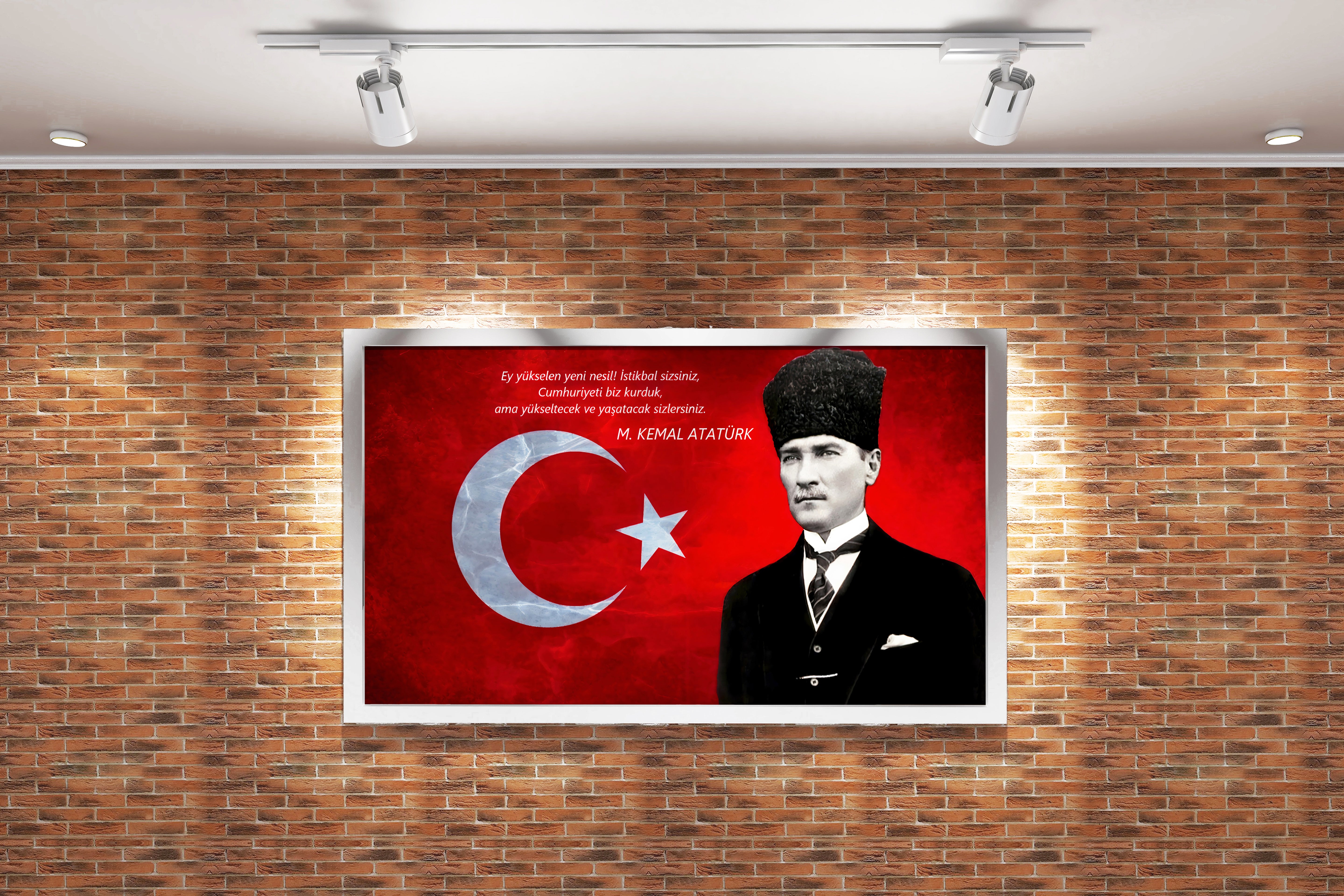 Turkish flag and Atatürk model 1, art, kanvas tablo