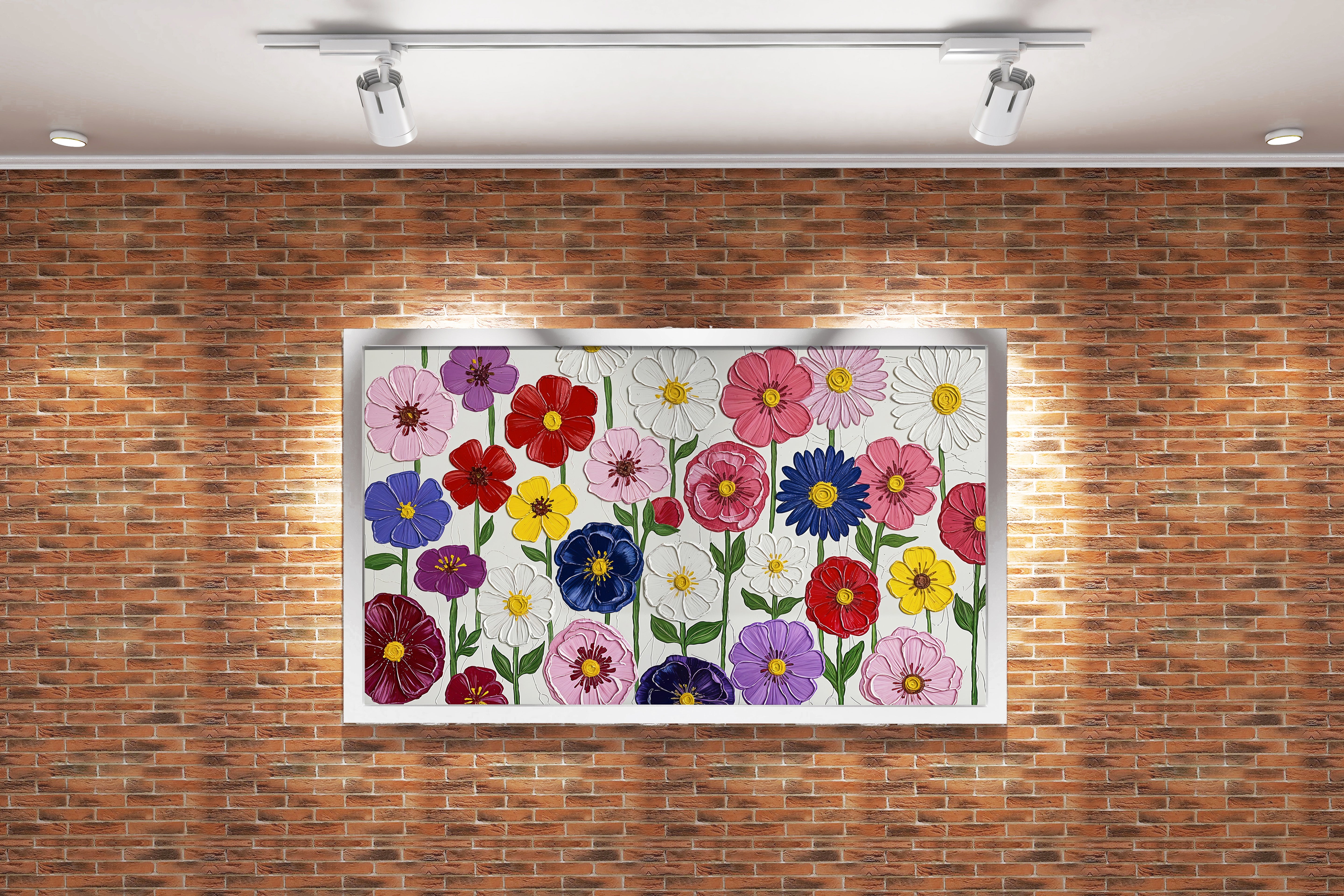 flower motif, colorful flowers, art, kanvas tablo