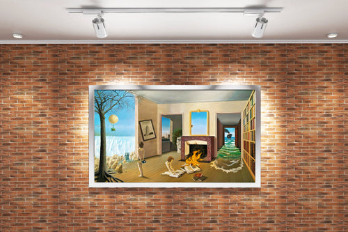 Jacek Yerka'nın Hayalperest Eseri Özel Kütüphane (Private Library) Sürrealist Kanvas Tablo