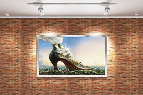 Jacek Yerka Eruption (Ayakkabı Gemi) Sürrealist Kanvas Tablo