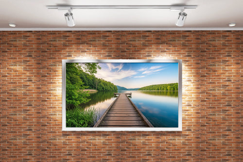 pier and nature view by the river model 1, view, ai art, art, kanvas tablo