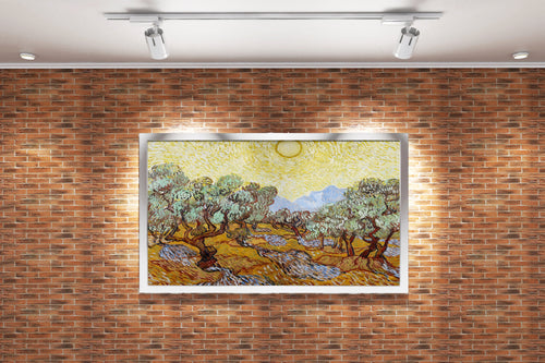 Vincent van Gogh'un Saint-Rémy Başyapıtı Sarı Gökyüzü ve Güneşli Zeytin Ağaçları Kanvas Tablo