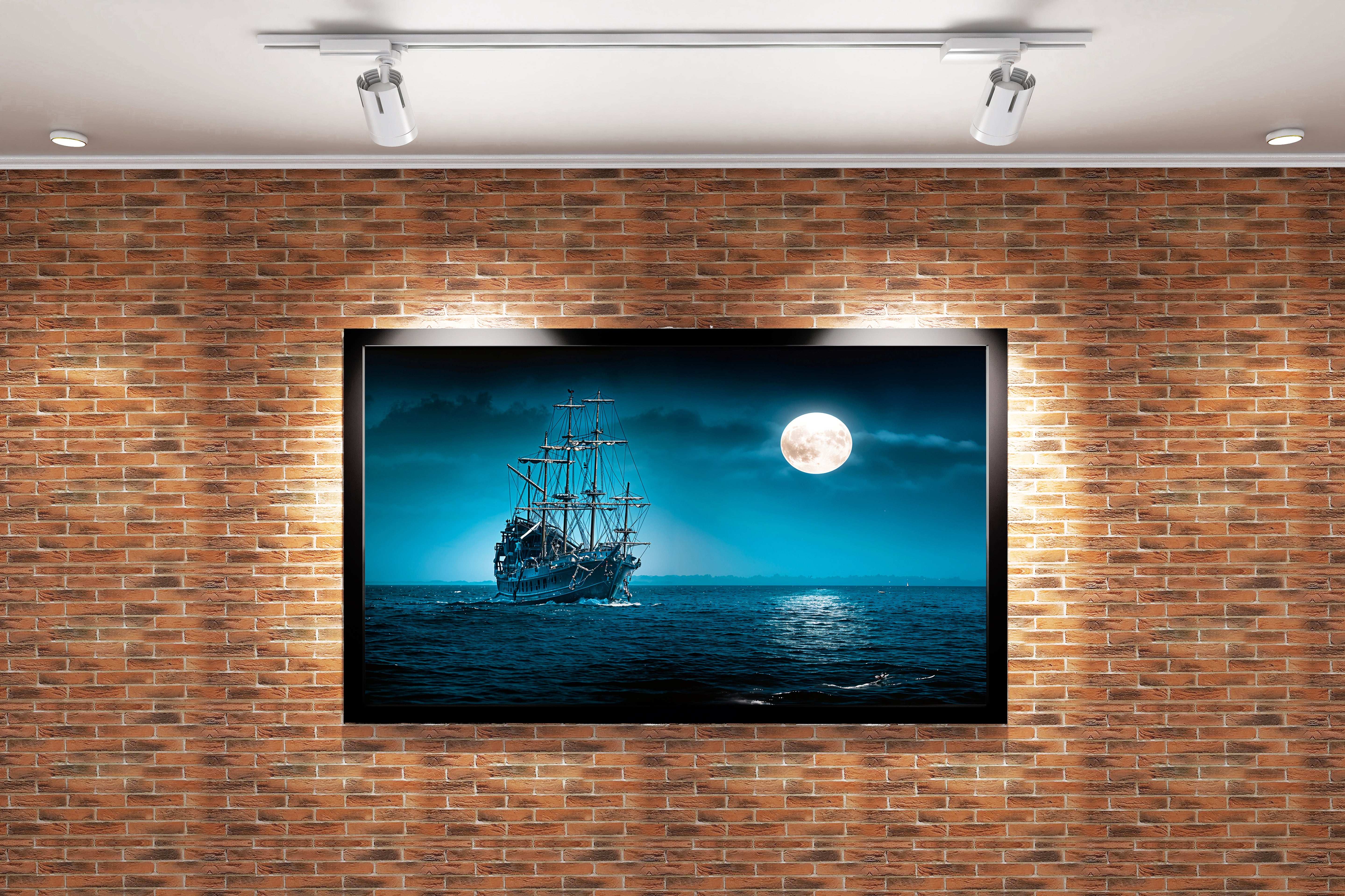 ai creation, a majestic ship sailing in the moonlight, ai art, art, kanvas tablo