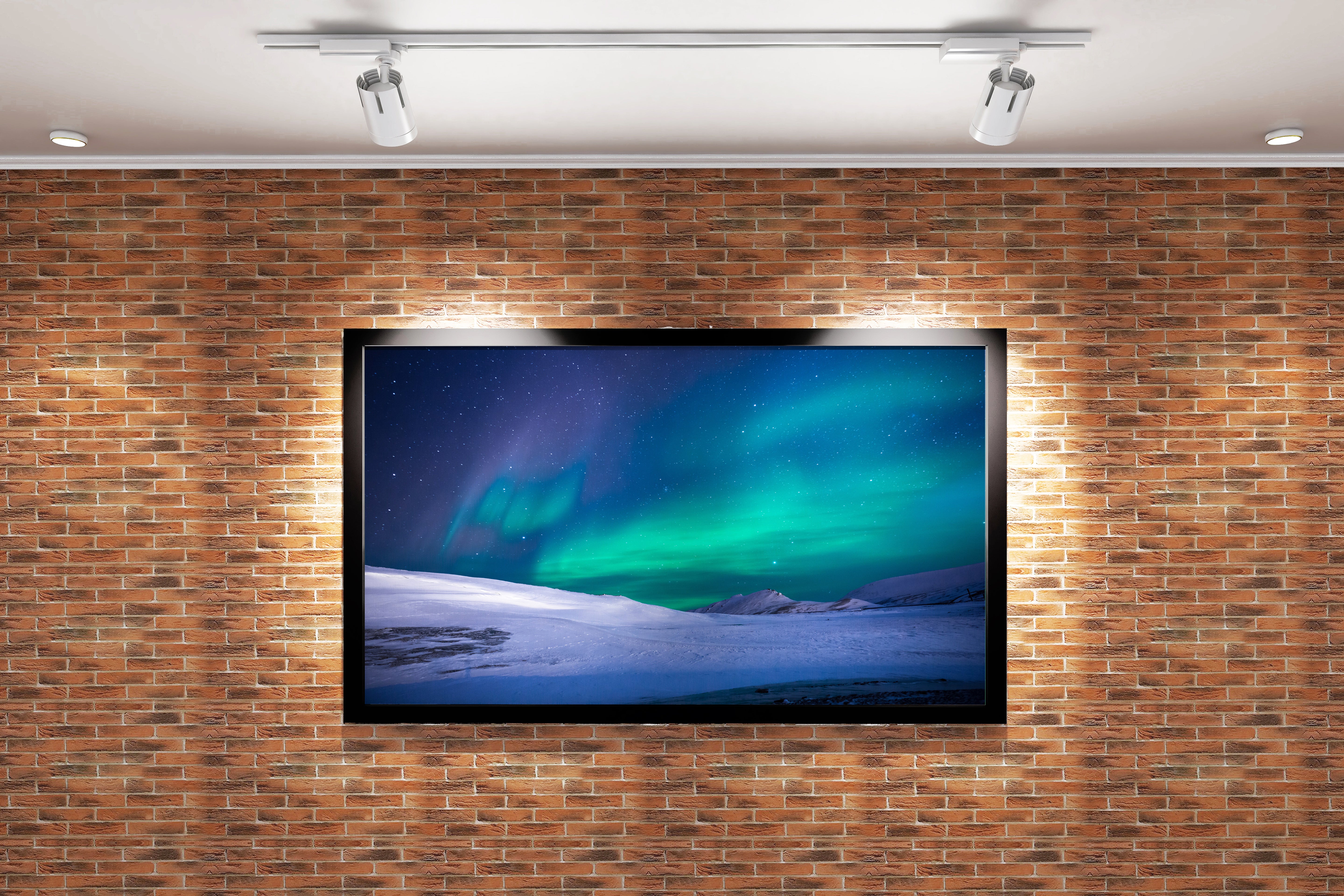 a beautiful green and blue aurora over a vast, snowy arctic landscape, view, art, kanvas tablo