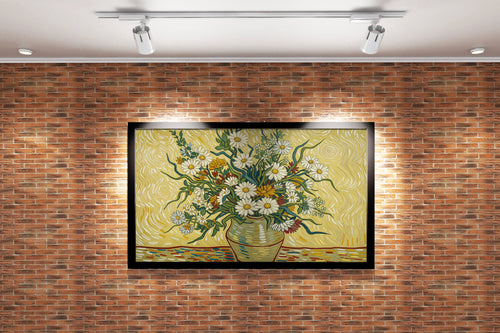 flower motif, flowers in a vase van gogh themed, art, kanvas tablo