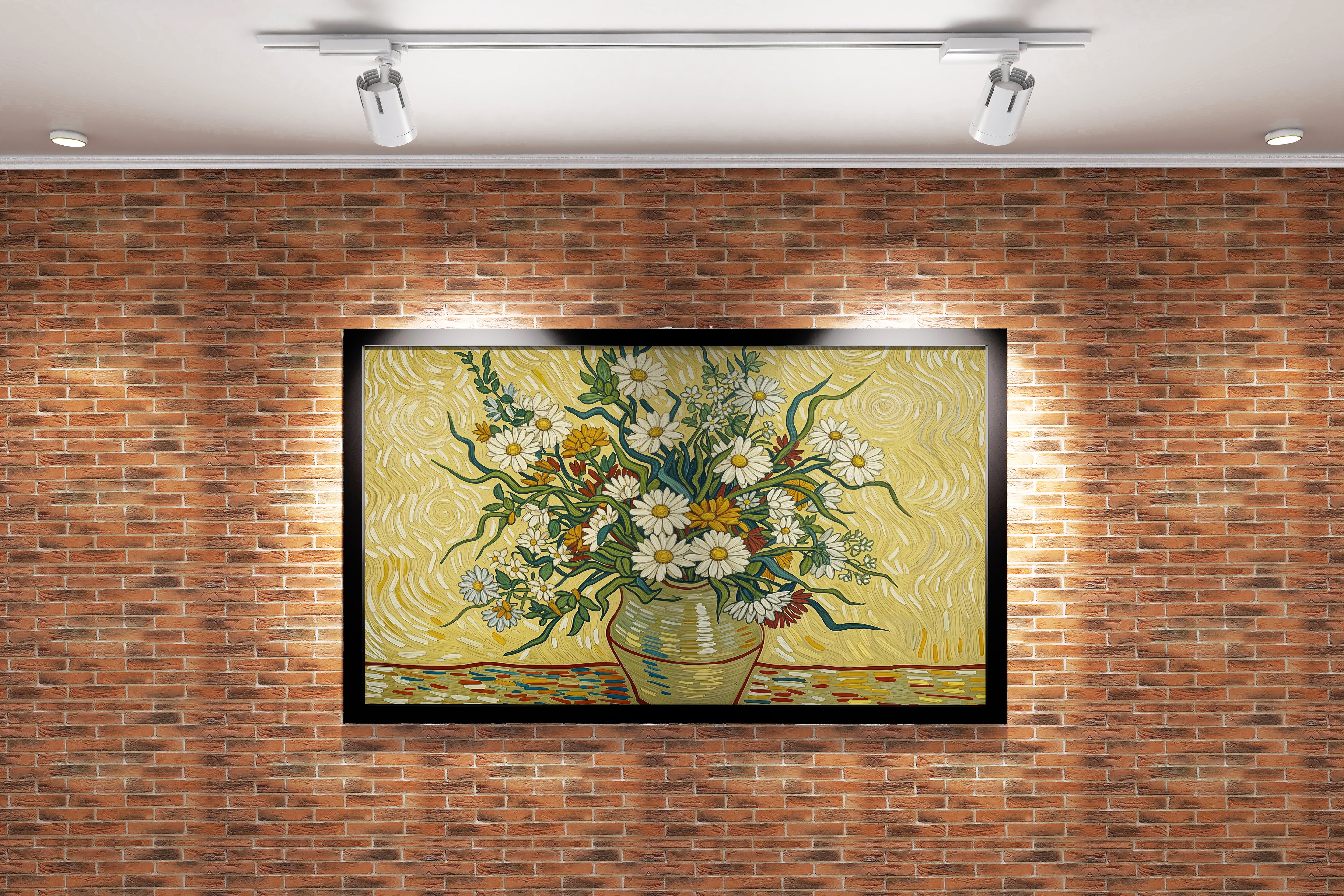 flower motif, flowers in a vase van gogh themed, art, kanvas tablo